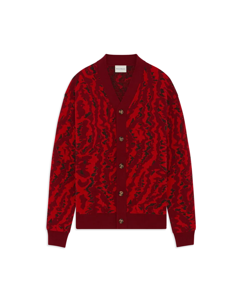 Drôle De Monsieur Moiré Cardigan Strickjacke Rot Merino
