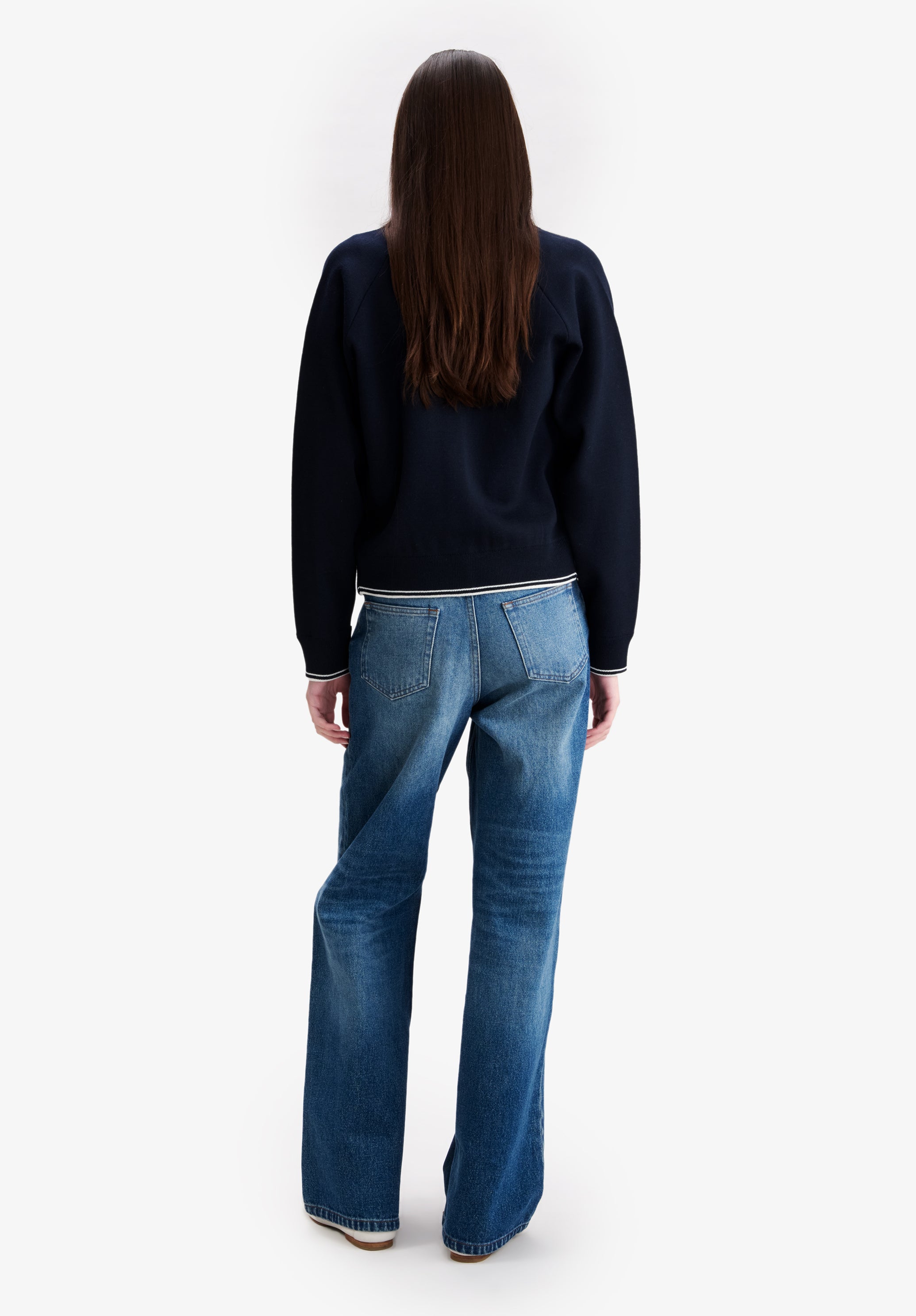 A.P.C. Sportjacke Wolle Jacke M Marineblau Rundhals