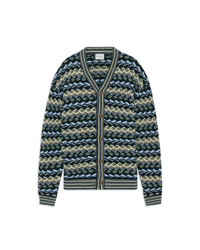 Drôle De Monsieur Boxy Coogie Cardigan Strickjacke Blau Merino