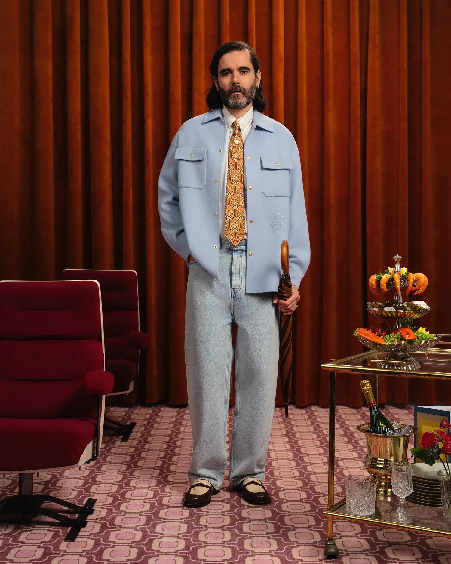 Drôle De Monsieur Jean Baggy Bleu Jeans Hellblau Baumwolle