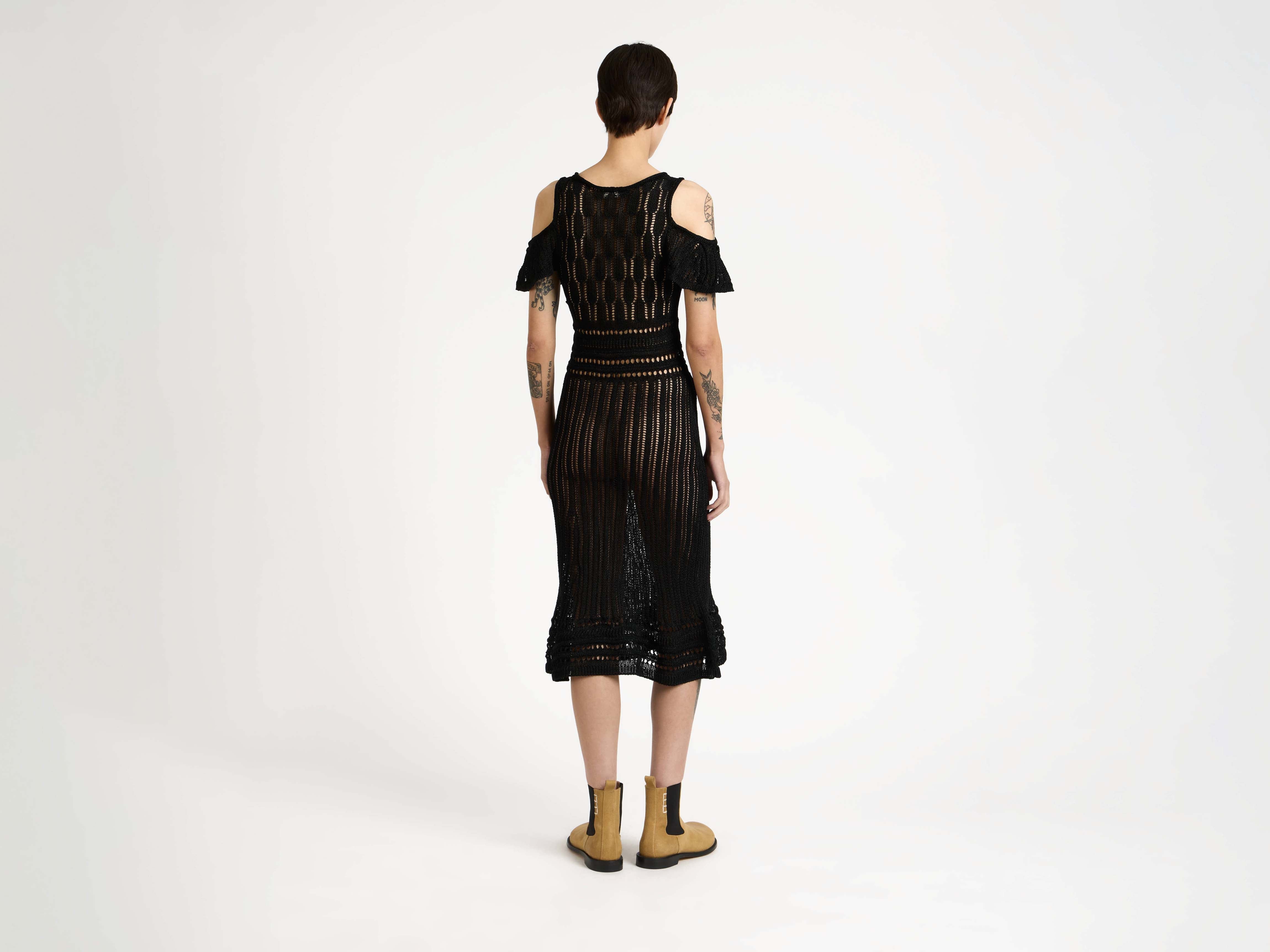J.W.Anderson Shoulder Ruffle Crochet Kleid Schwarz Damen