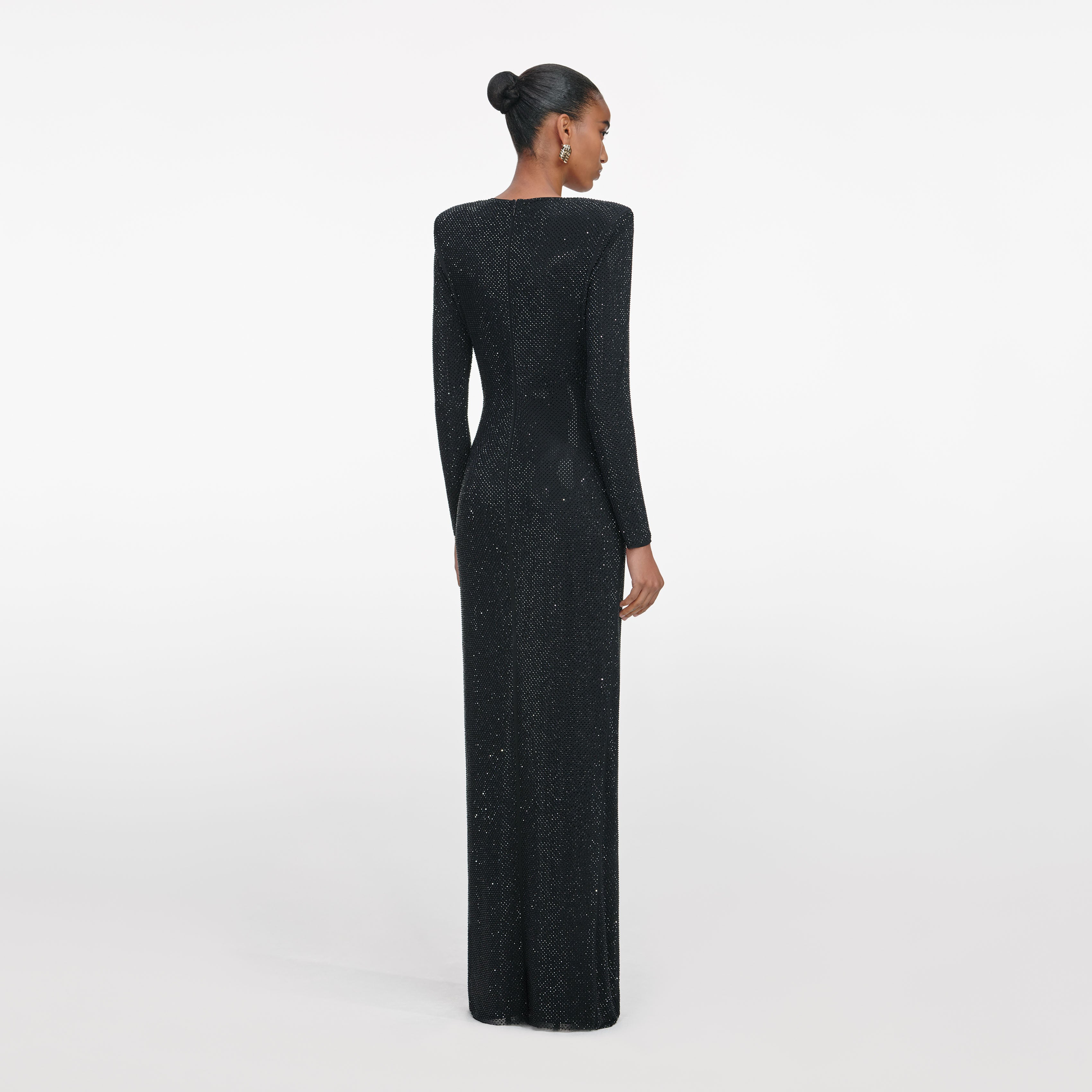 Self Portrait Black Rhinestone Maxikleid Schwarz UK8