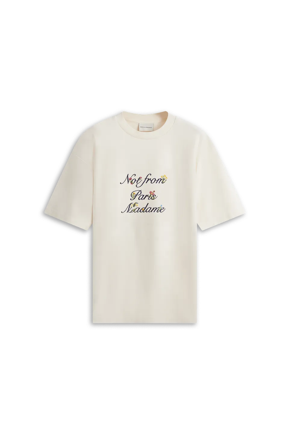 Drôle De Monsieur Le T-Shirt Slogan Fleurs Creme Baumwolle