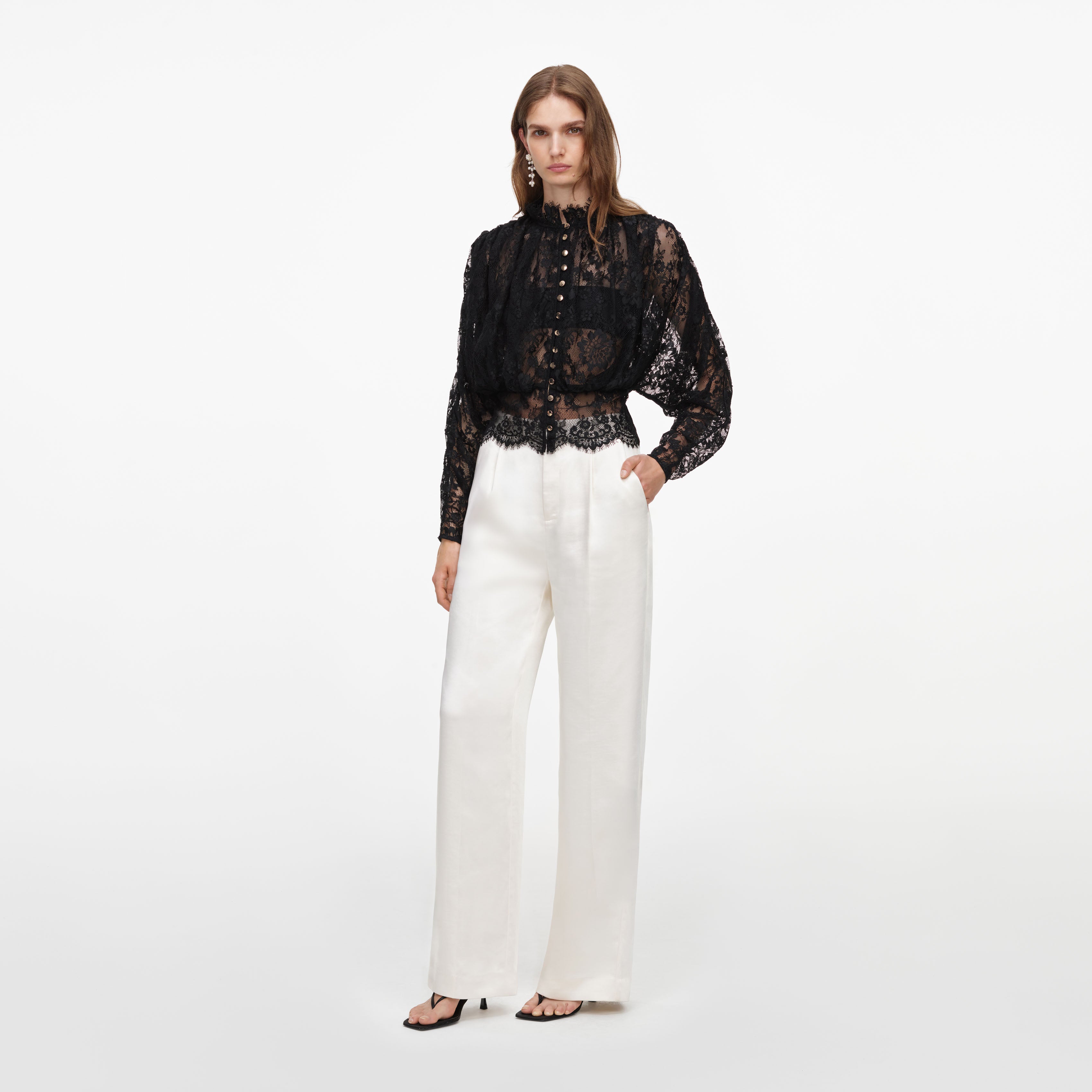 Self Portrait Black Lace Bluse Schwarz Spitze UK 4-16
