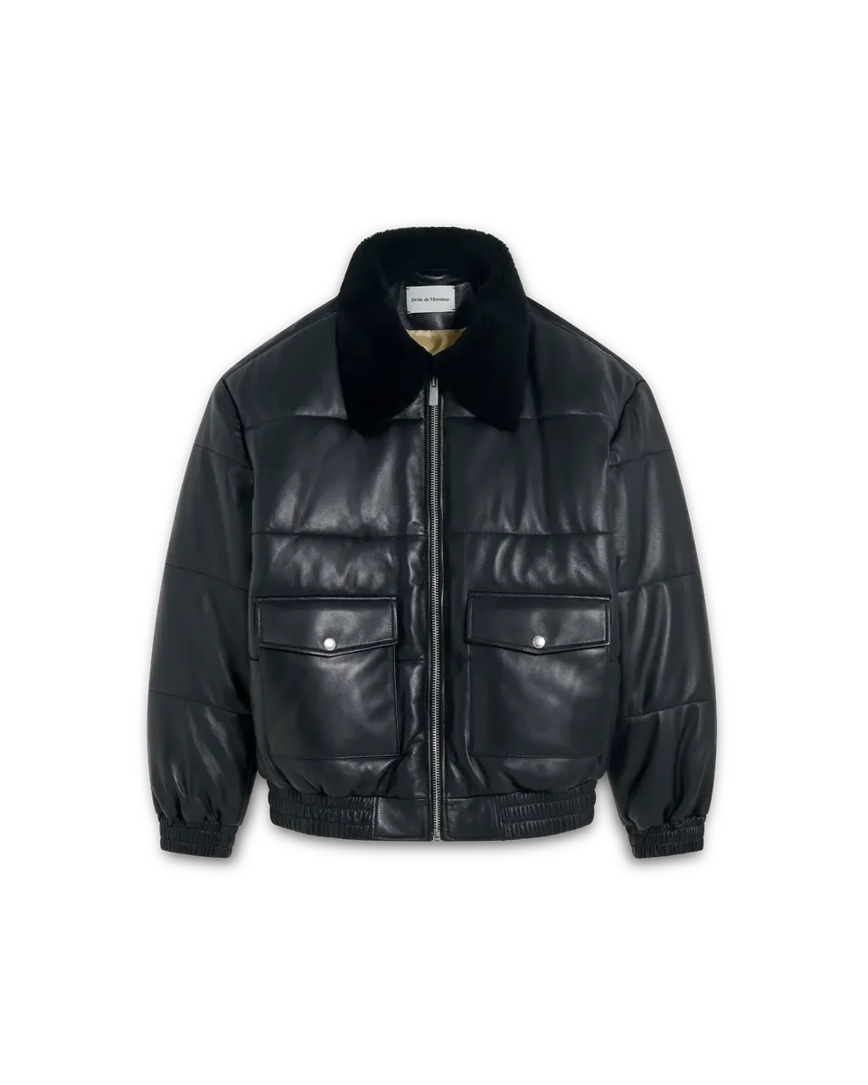Drôle De Monsieur Le Blouson Cuir Lederjacke Schwarz Lamm