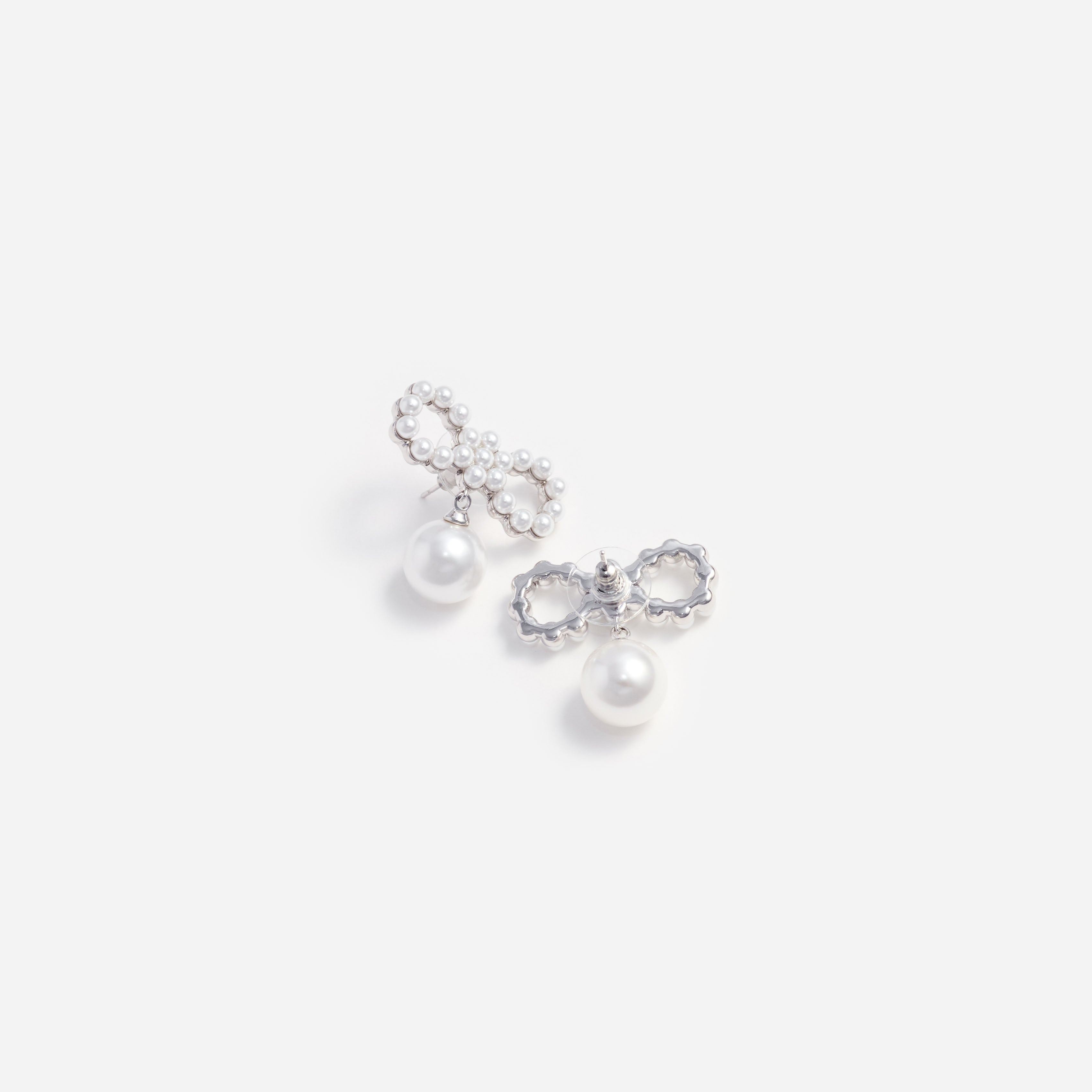 Self Portrait Jewellery Pearl Bow Ohrringe Creme One Size