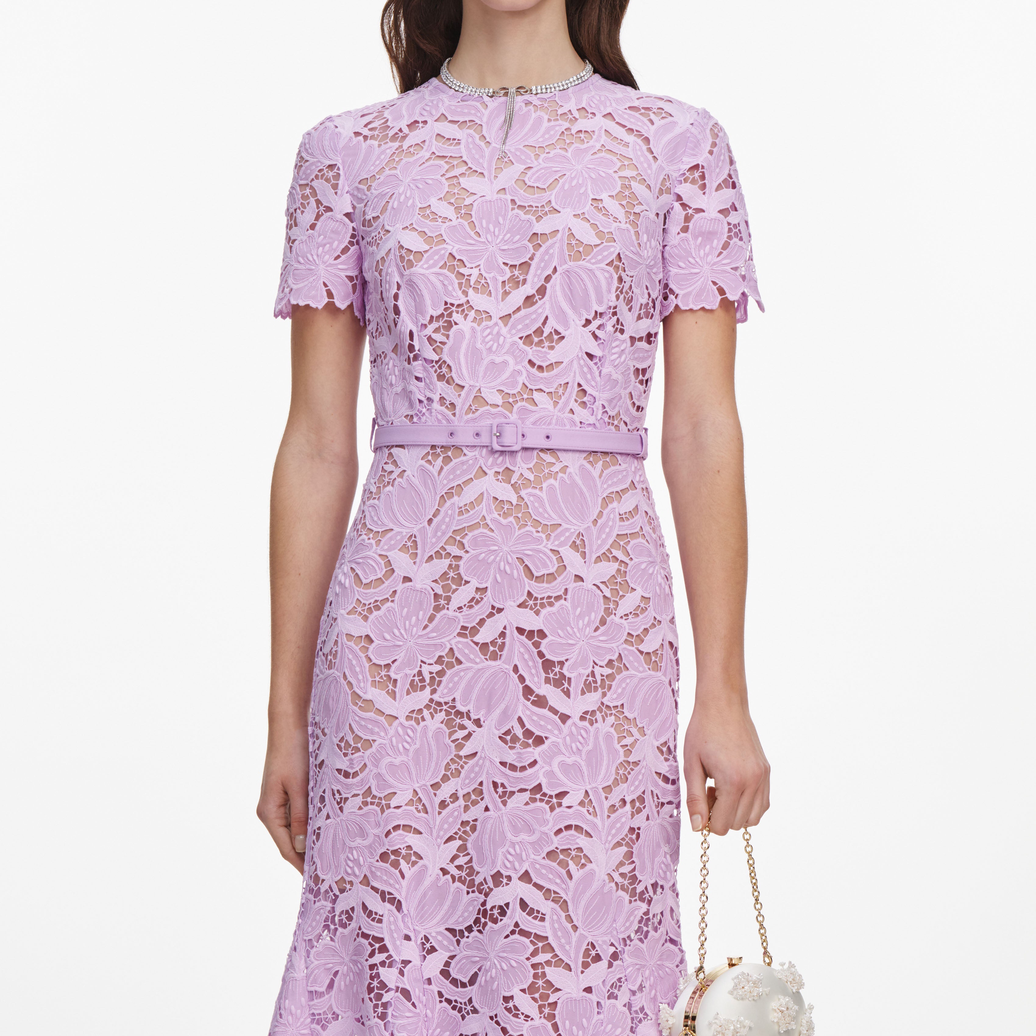 Self Portrait Lilac Lace Midi Kleid lila Spitze UK 6