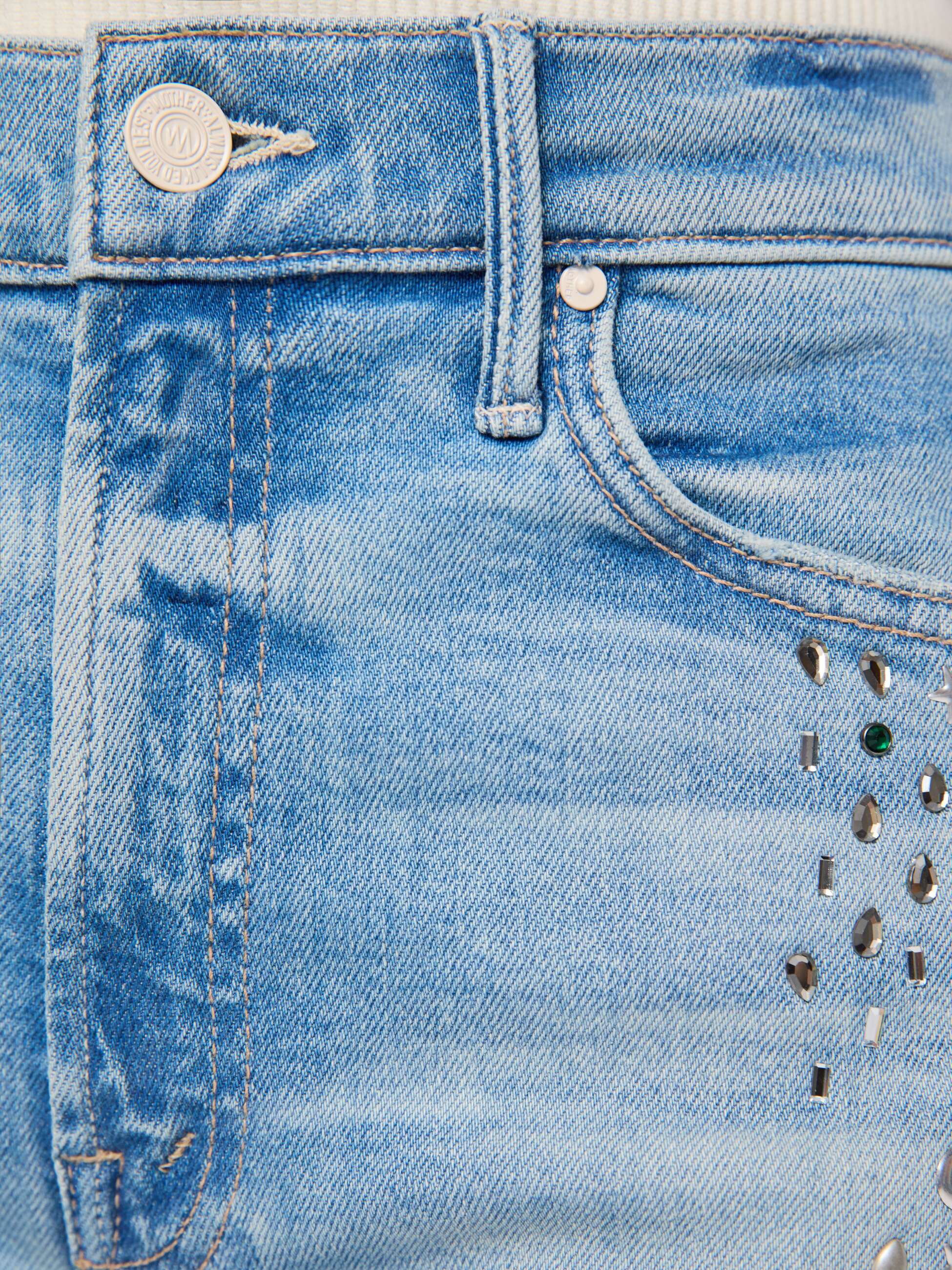 Mother The Kick It Shooting Stars Straight Jeans Strass