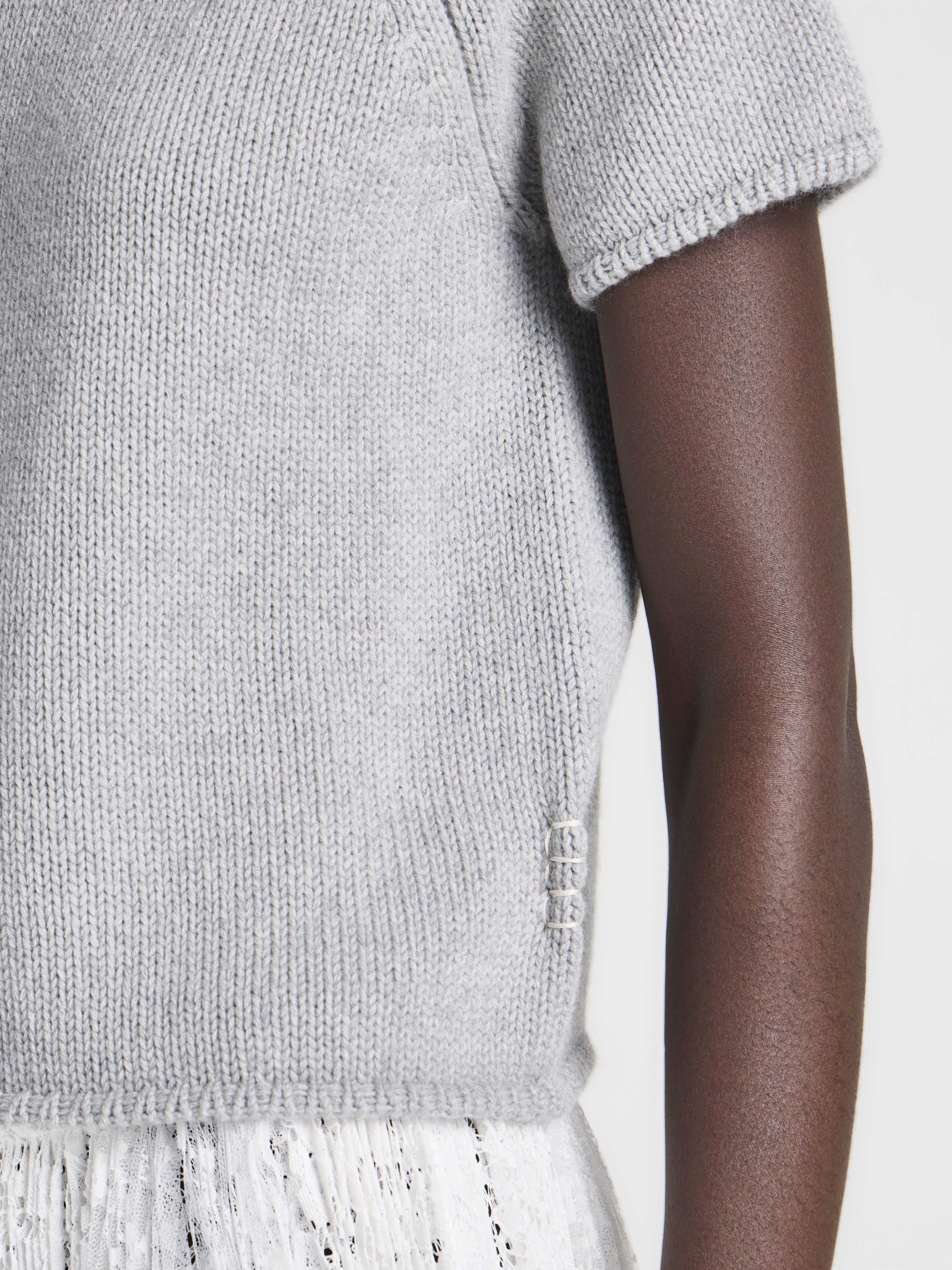 J.W.Anderson Knitwear Knitted T-Shirt Grau Melange Cashmere