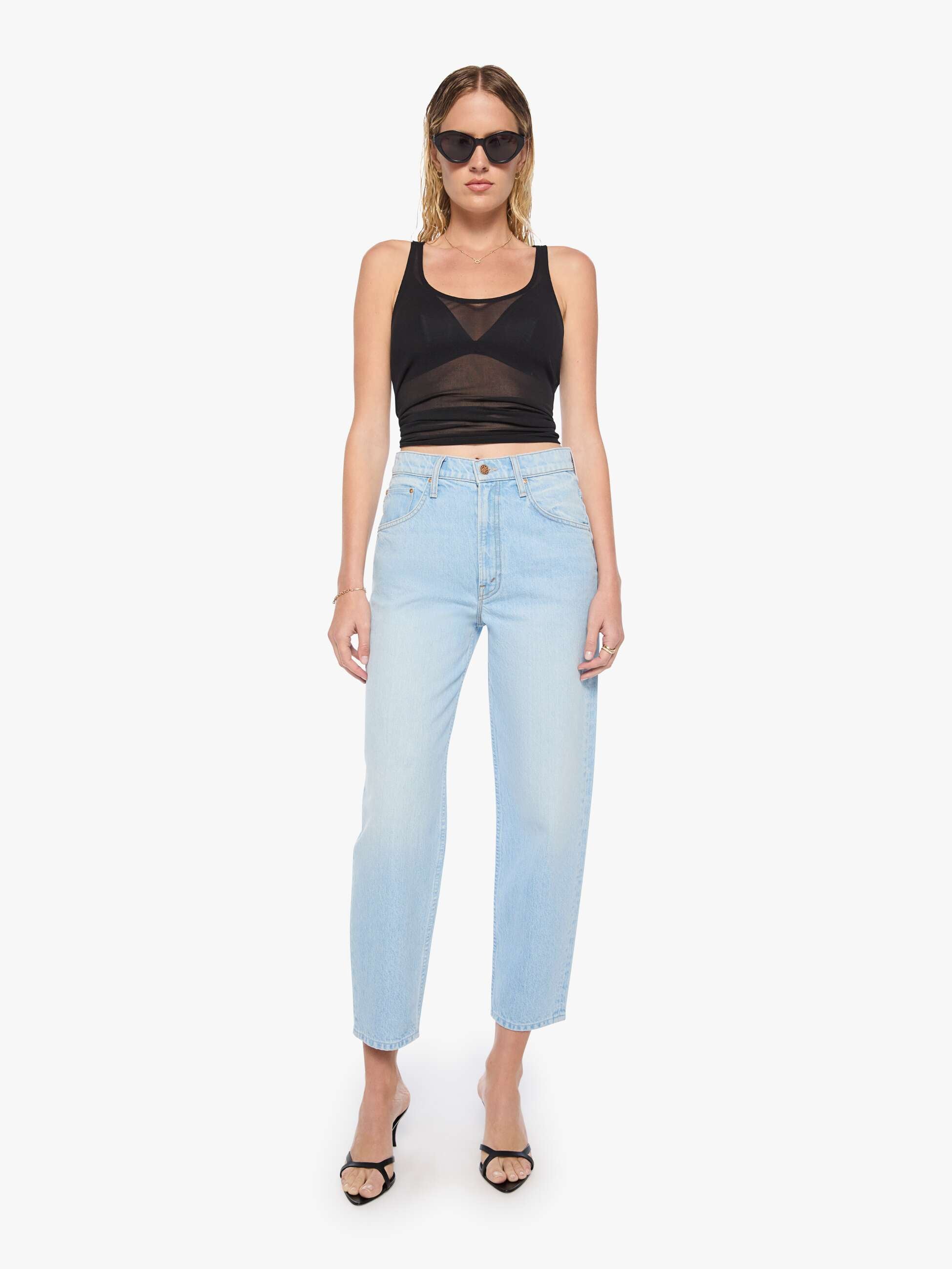 Mother SNACKS Peeler Ankle Jeans Dots Hellblau 27