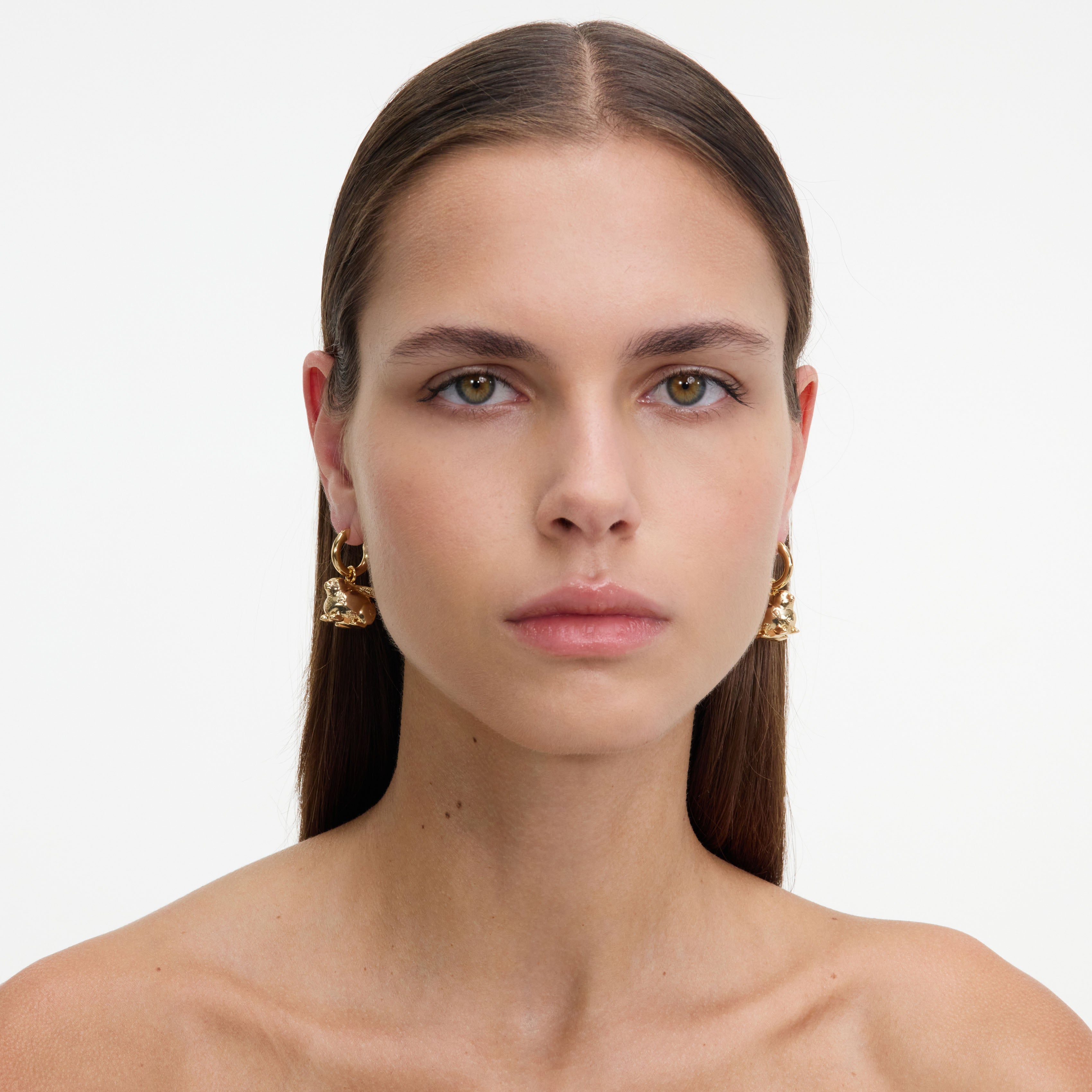 Self Portrait Gold Crystal Bunny Ohrringe Gold Hoop