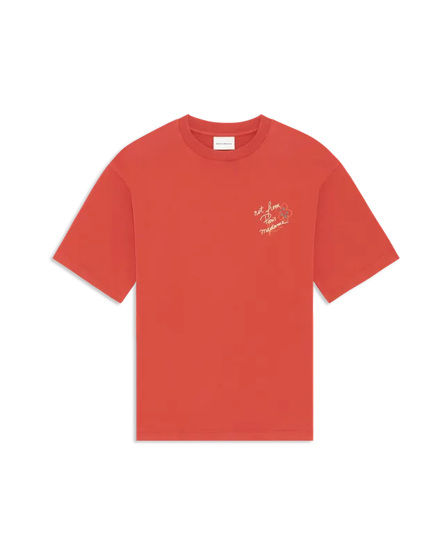Drôle De Monsieur Esquisse Slogan T-Shirt Brick Baumwolle