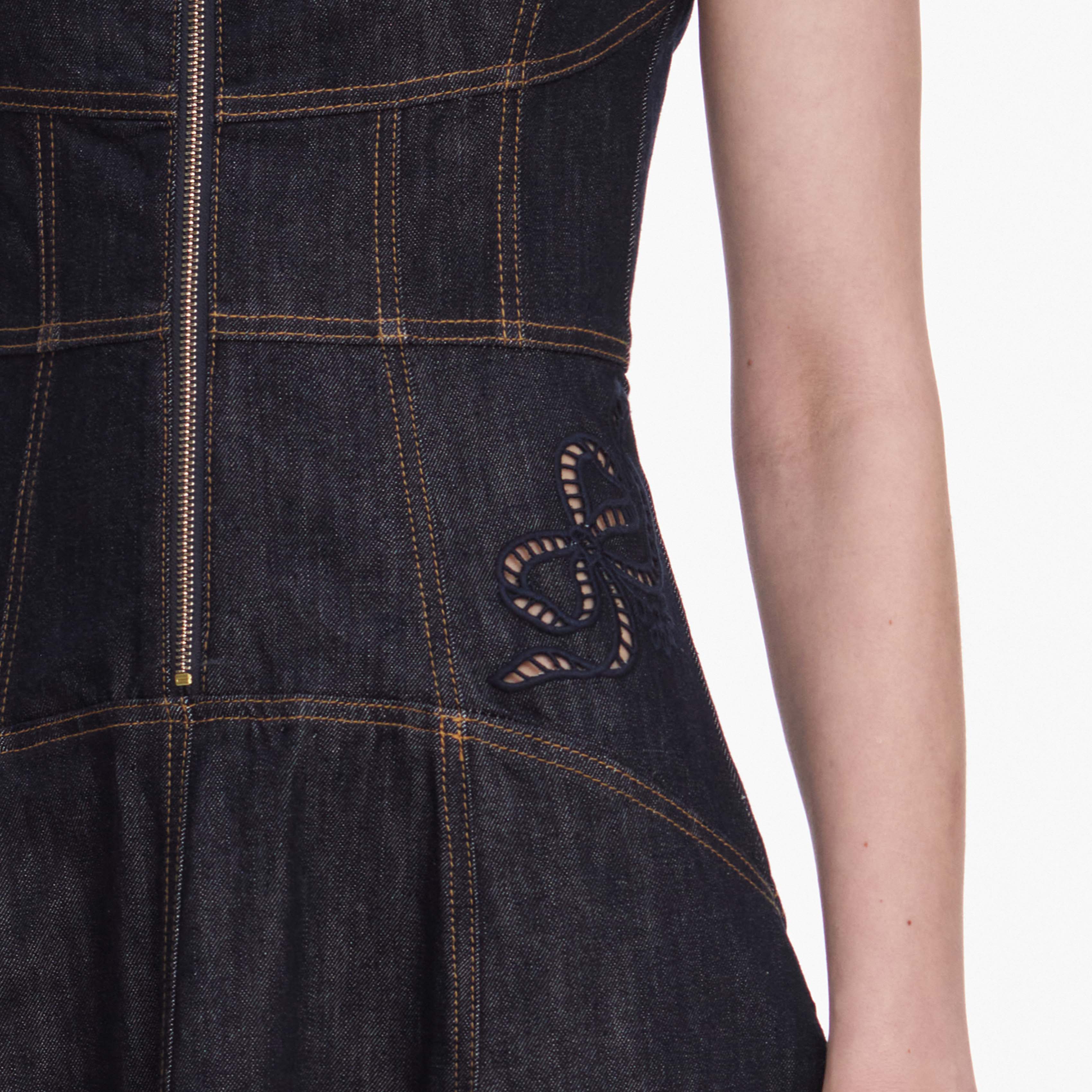 Self Portrait Denim Bow Midi Kleid indigo UK 8