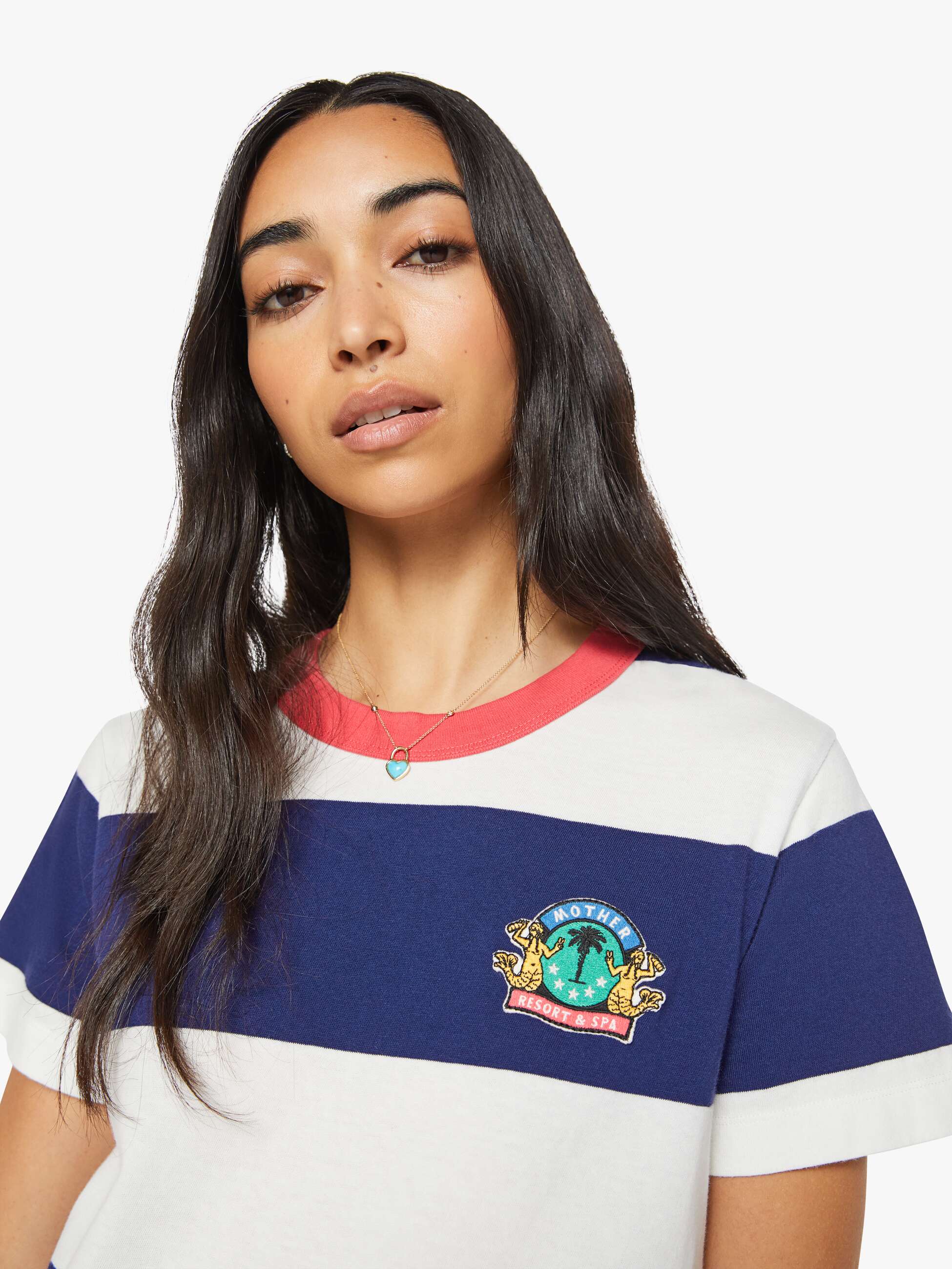 Mother The Boxy Goodie Goodie T-Shirt Streifen Patch