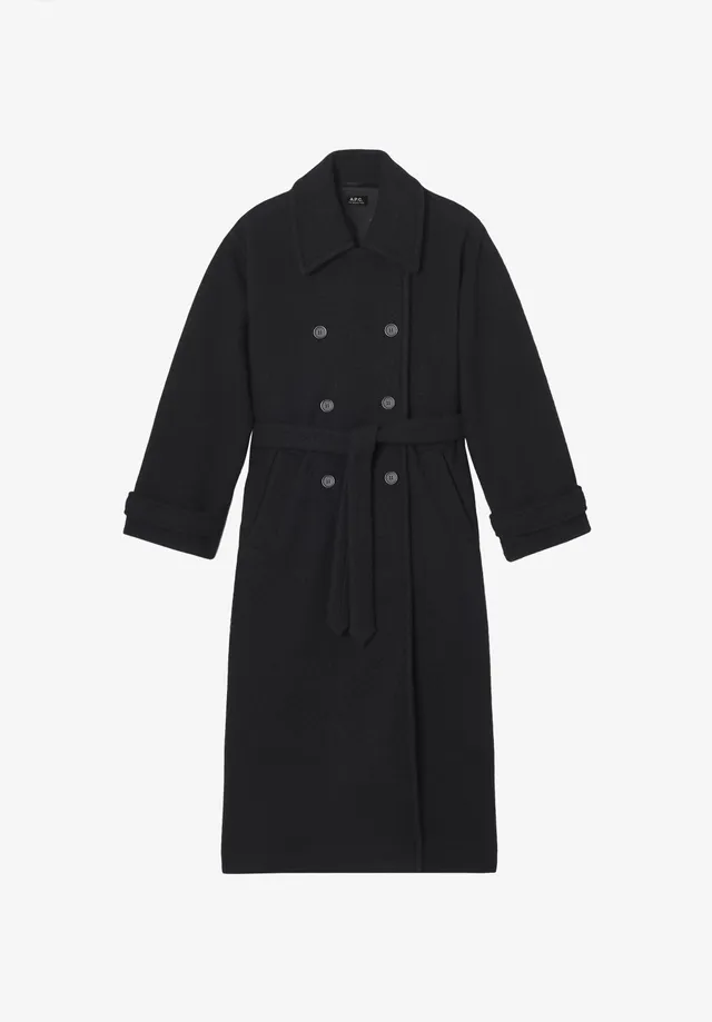 A.P.C. Oversize Mantel Wolle schwarz knöchellang