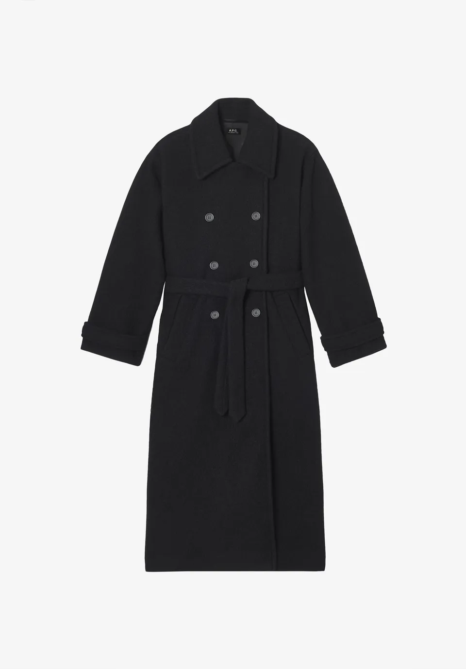 A.P.C. Oversize Mantel Wolle schwarz knöchellang