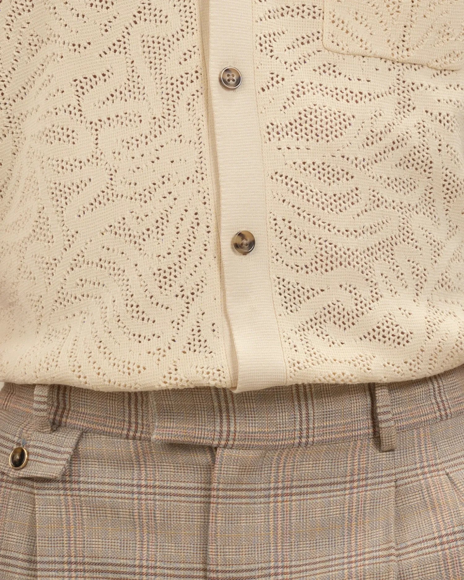 Drôle De Monsieur Dentelle Strickhemd Off-White Baumwolle