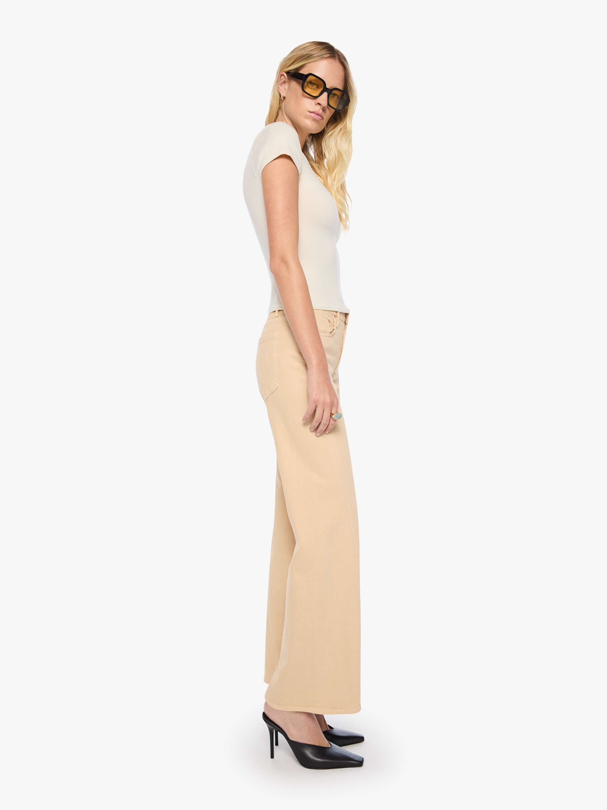 Mother Sidestepper Twist Sneak Jeans Winter Wheat