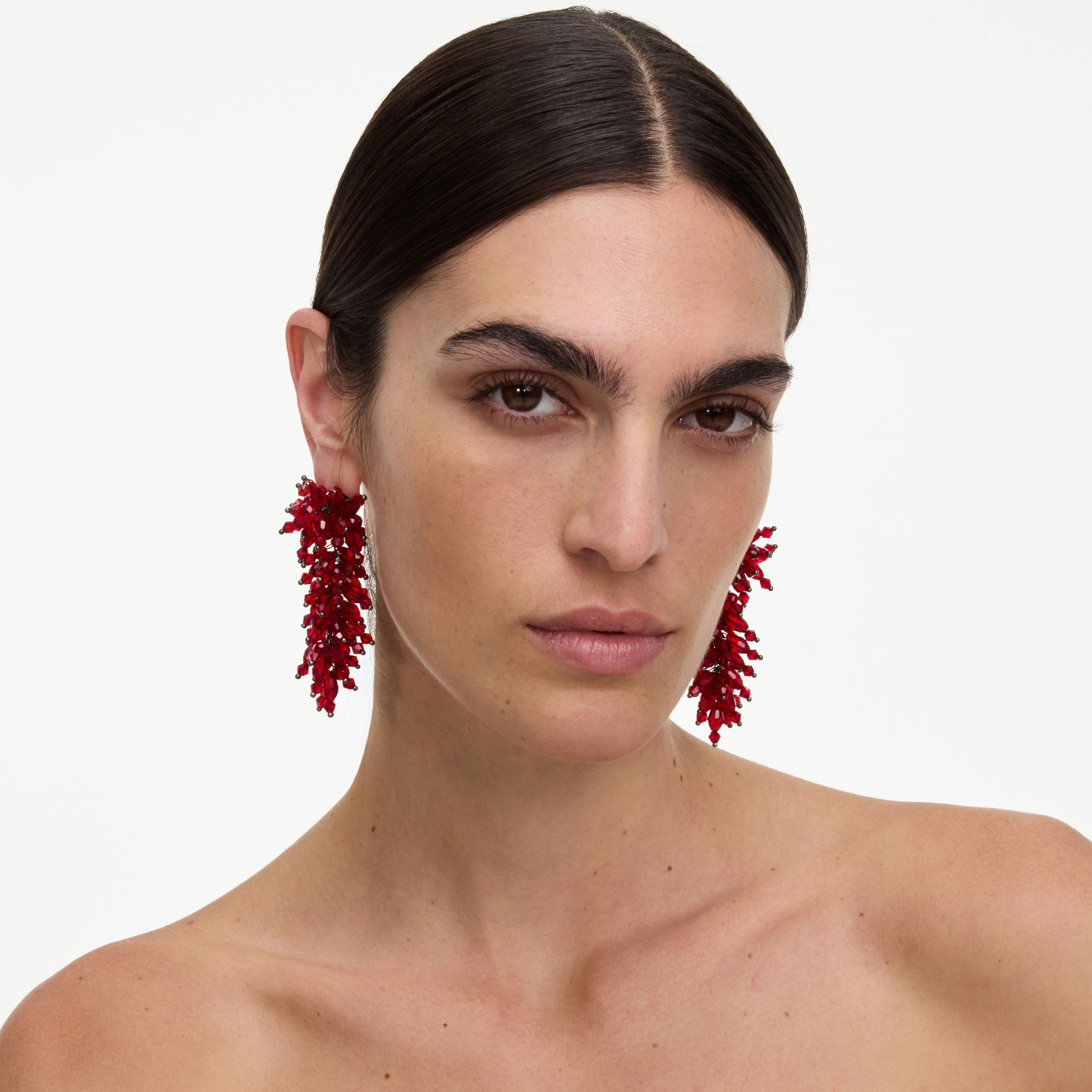 Self Portrait Dangle Ohrringe Rot Perlen Cluster Party