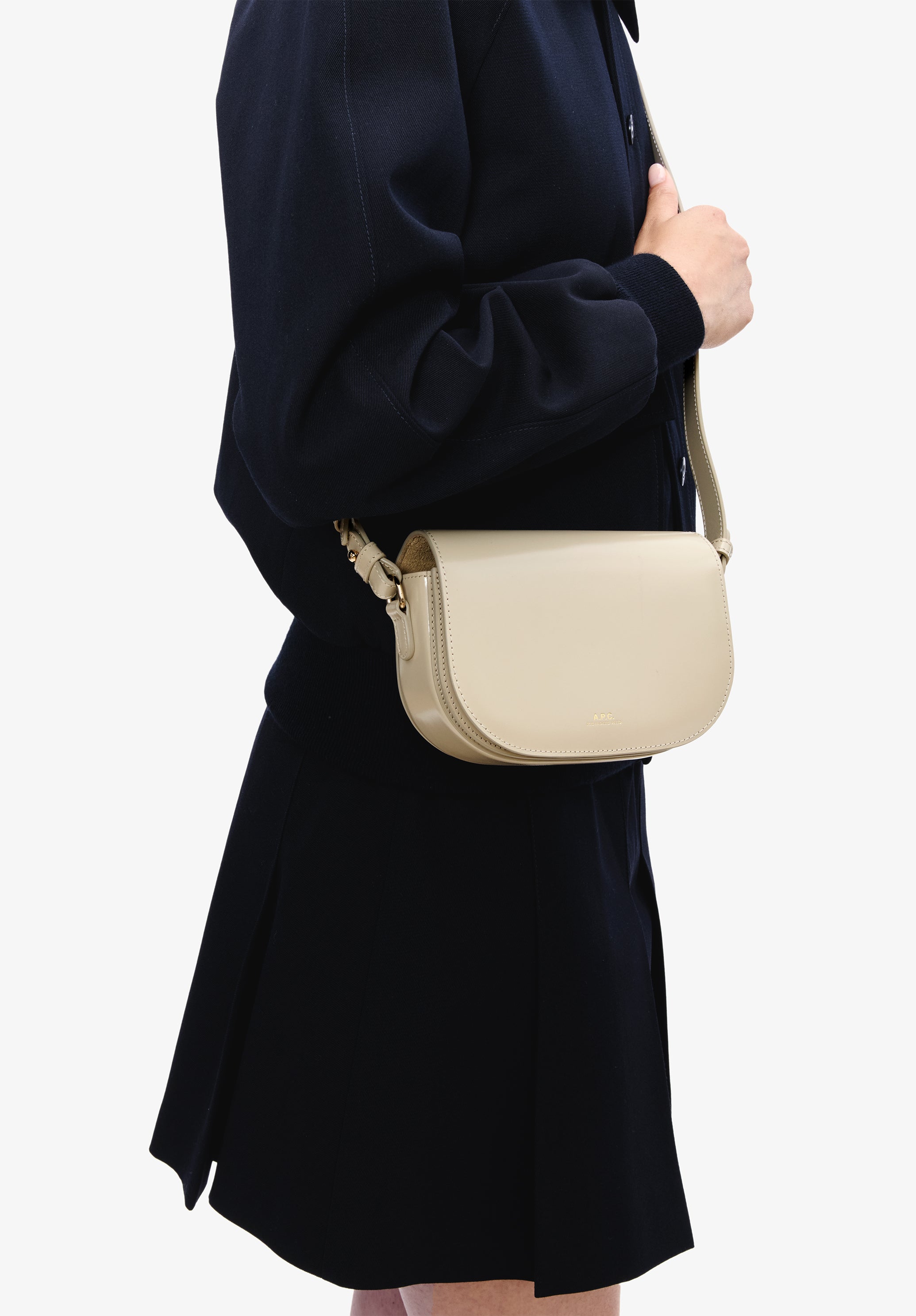 A.P.C. Le B-Side Small Umhängetasche weiß Leder