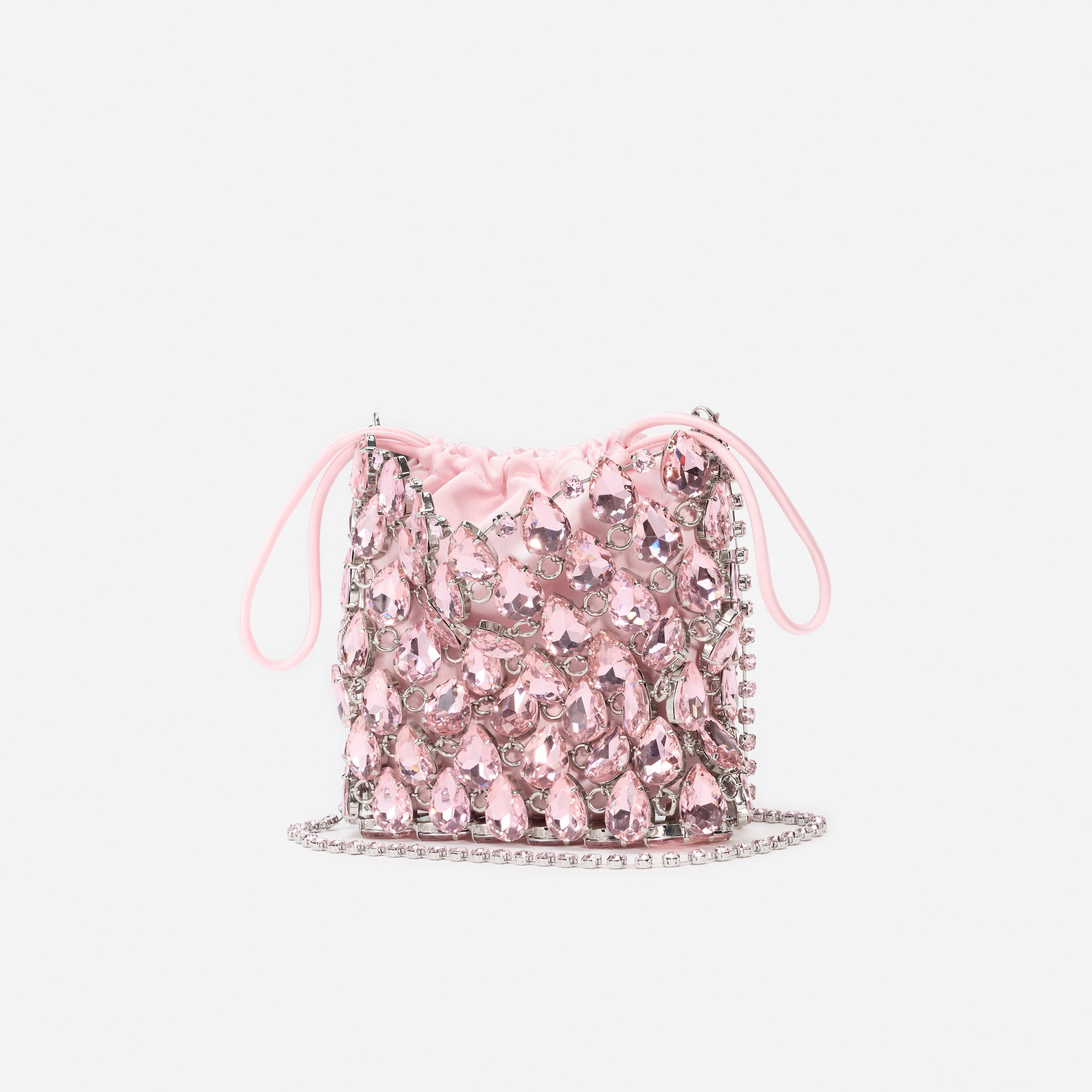 Self Portrait Pink Crystal Chainmail Mini Tasche Pink
