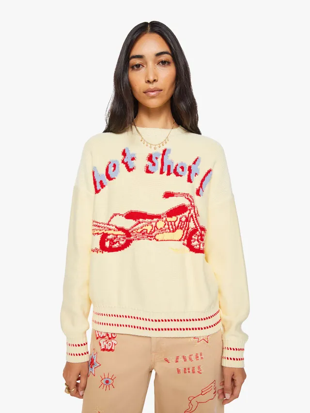 Mother The Big Jumper Pullover Ivory Print Baumwolle