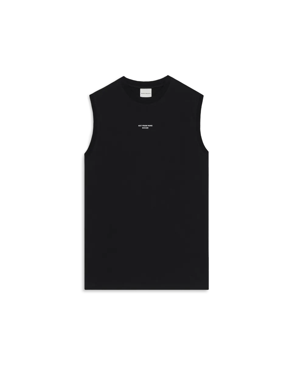 Drôle De Monsieur Slogan Tank Top Schwarz Baumwolle