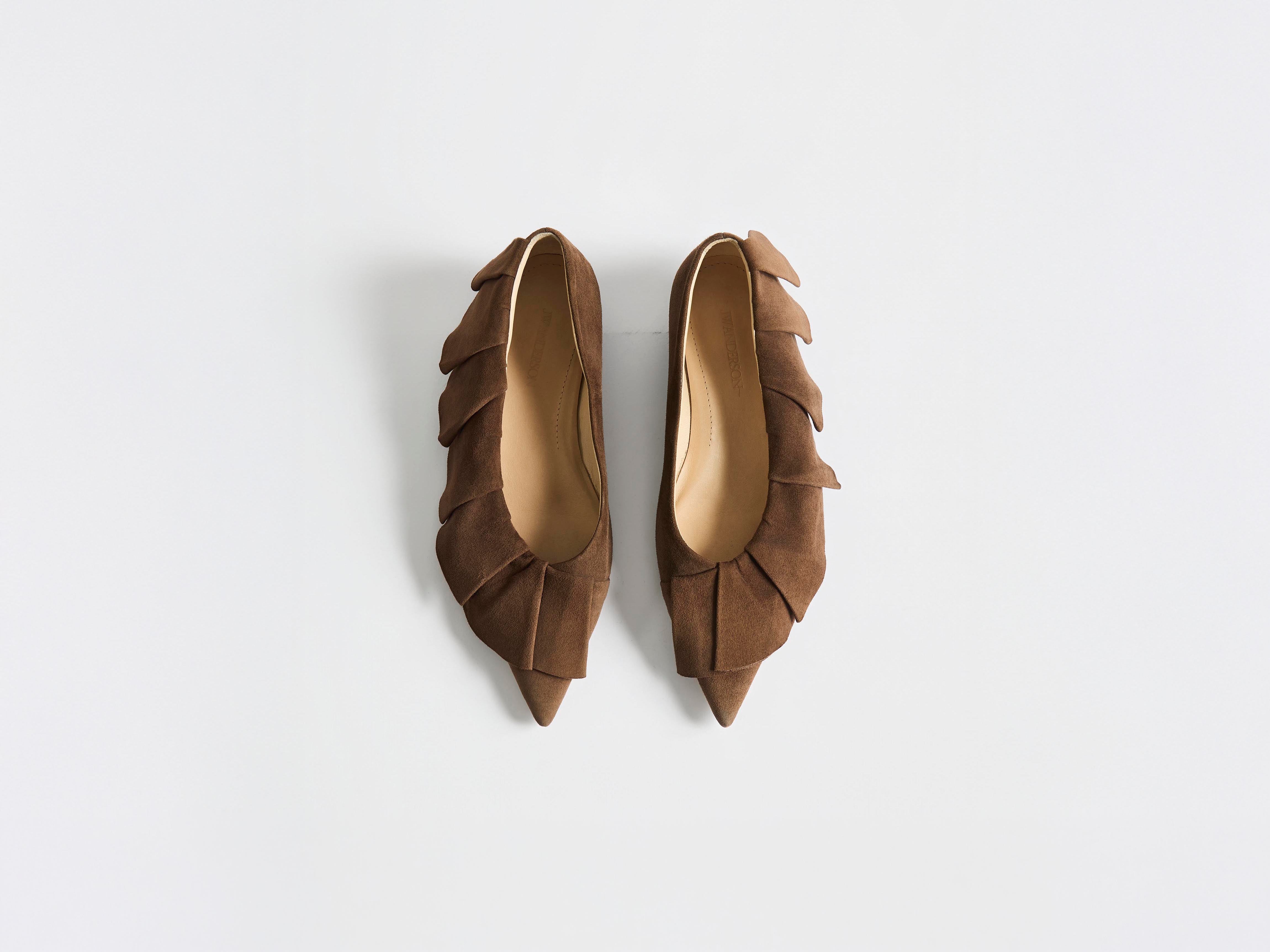 J.W.Anderson Ruffle Ballerina Braun Wildleder