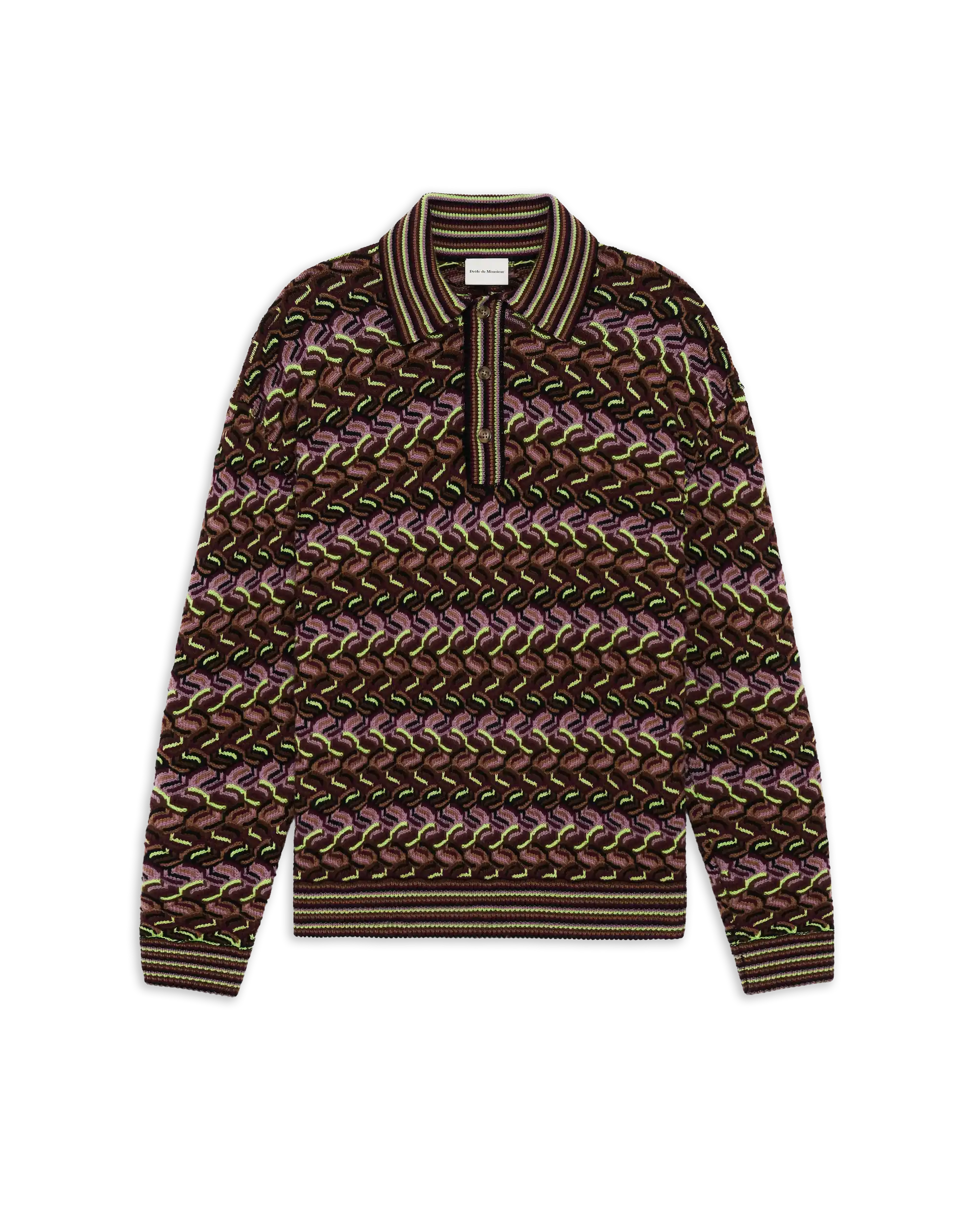 Drôle De Monsieur Coogie Longsleeve Polo Strickpolo Multicolor