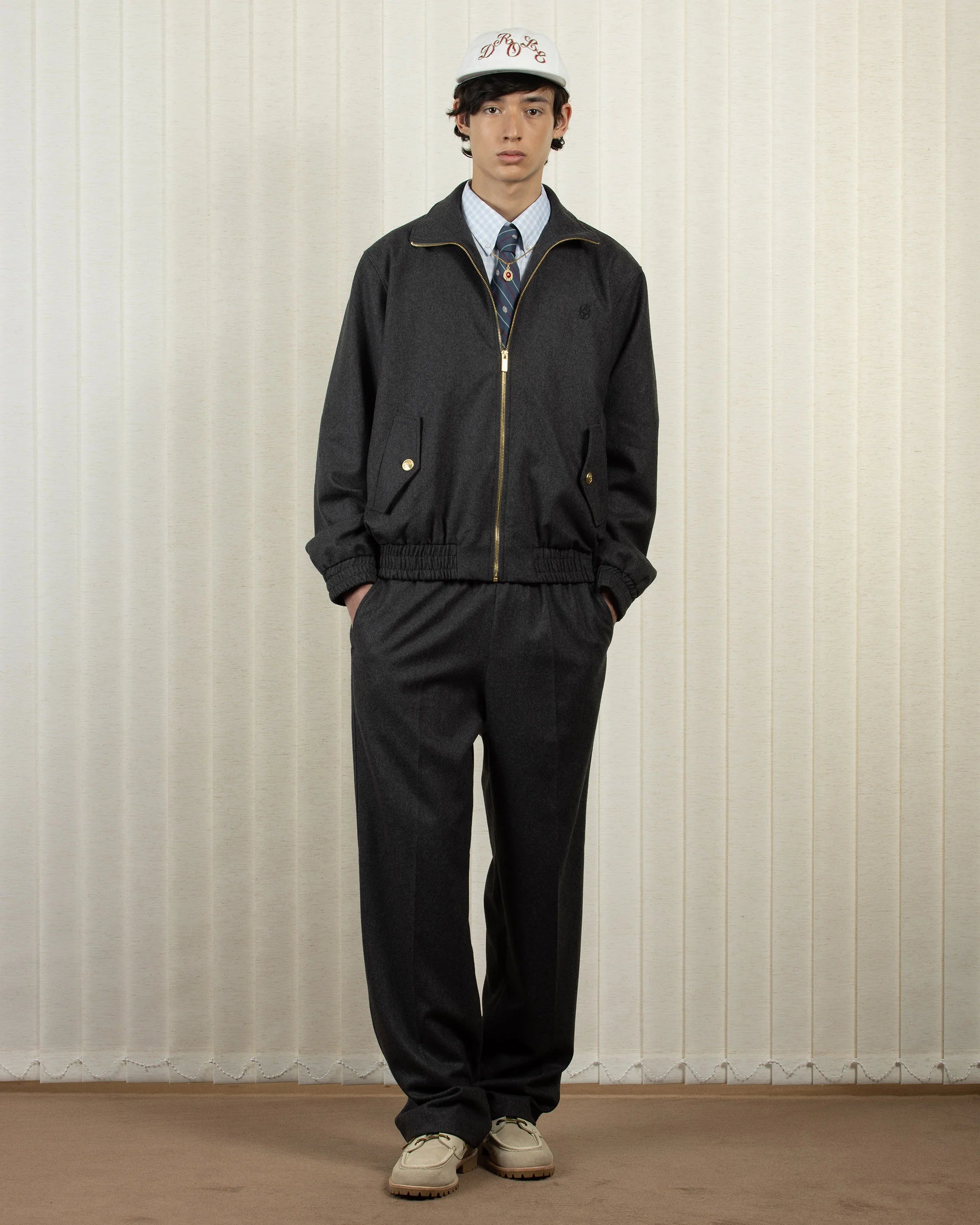 Drôle De Monsieur Track Jacket Flanelle Jacke Grau Wolle
