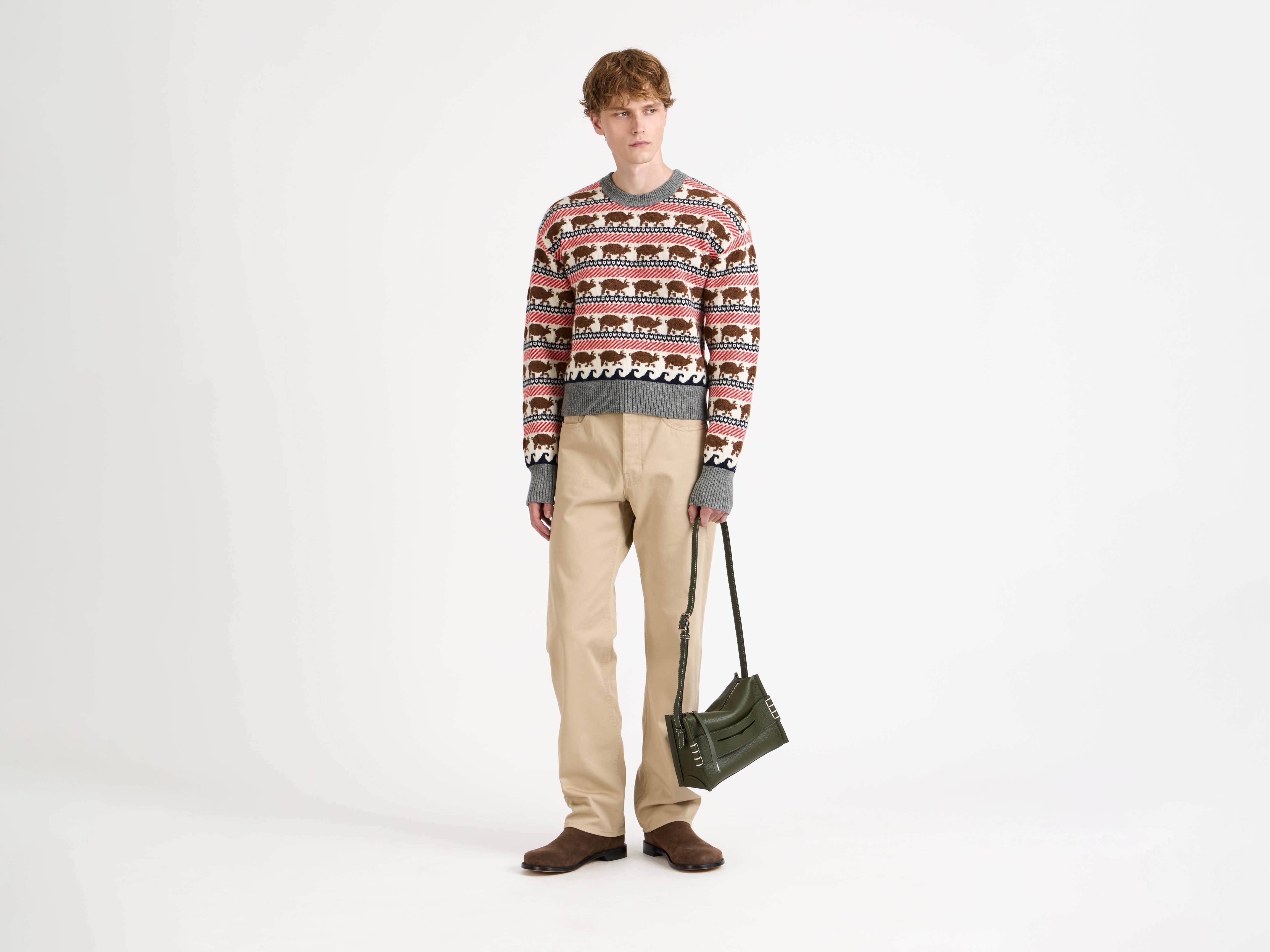J.W.Anderson Fairisle Pig Jumper Strickpullover Rot