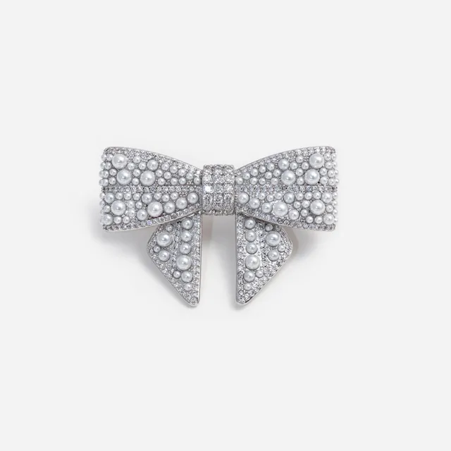 Self Portrait Haarclip Schleife silber Perlen One Size