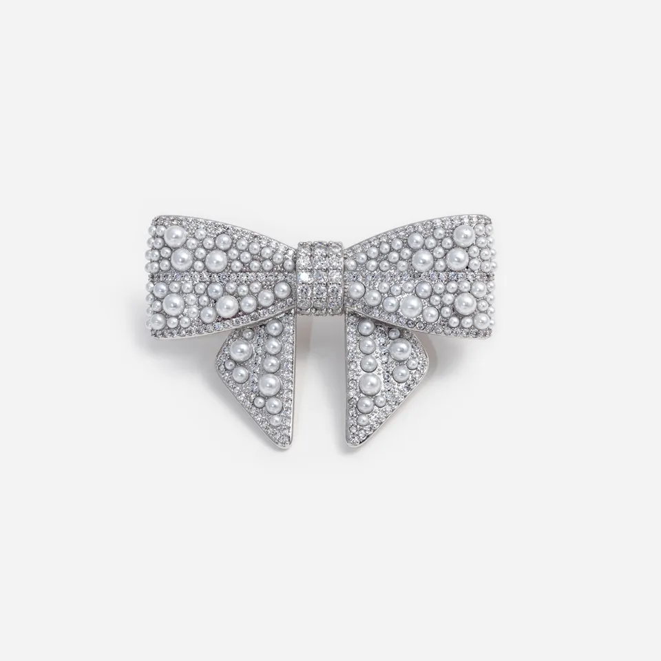 Self Portrait Haarclip Schleife silber Perlen One Size