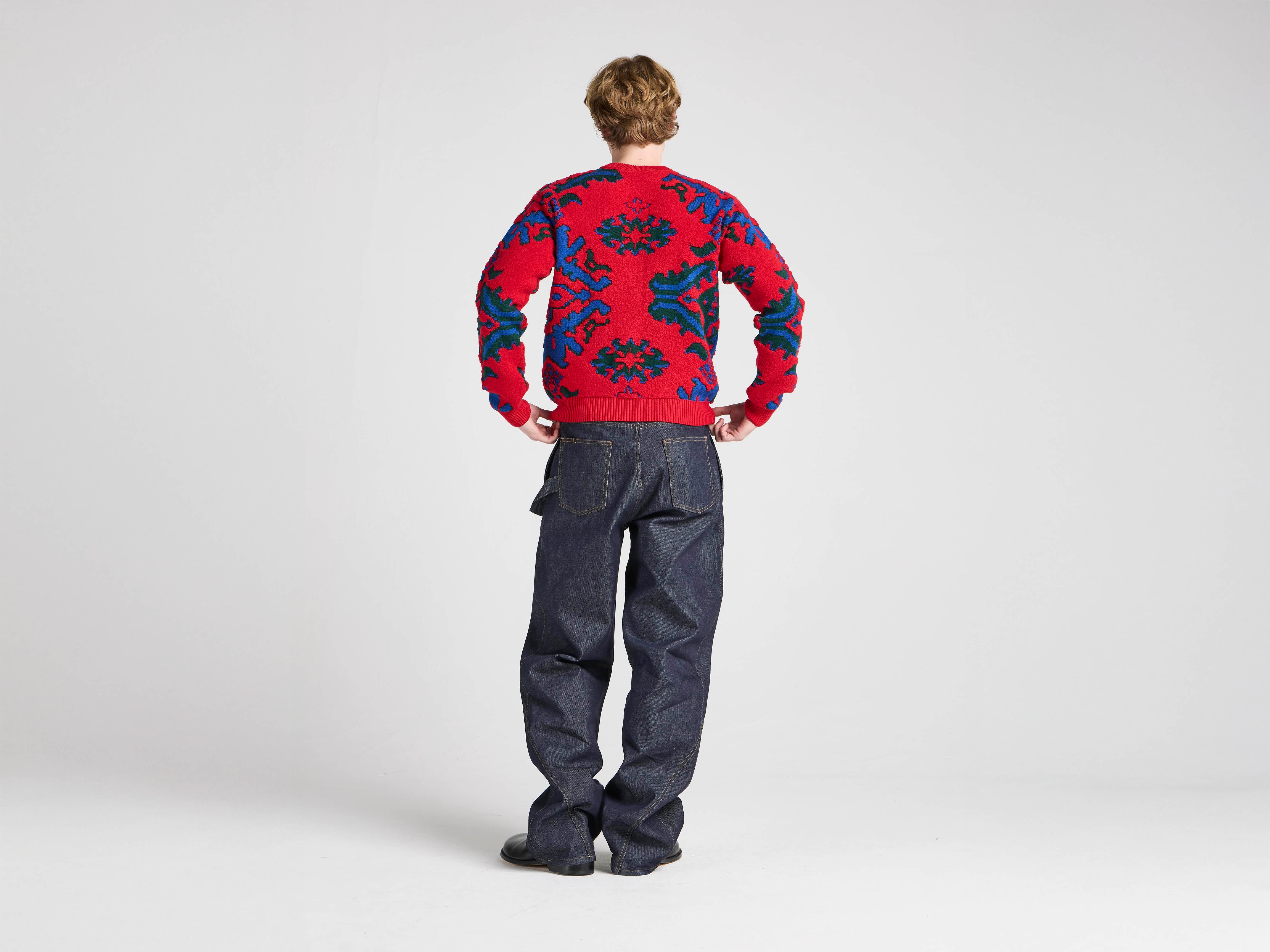 JW Anderson Guinness Carpet Jumper Strickpullover Navy Rot Wolle