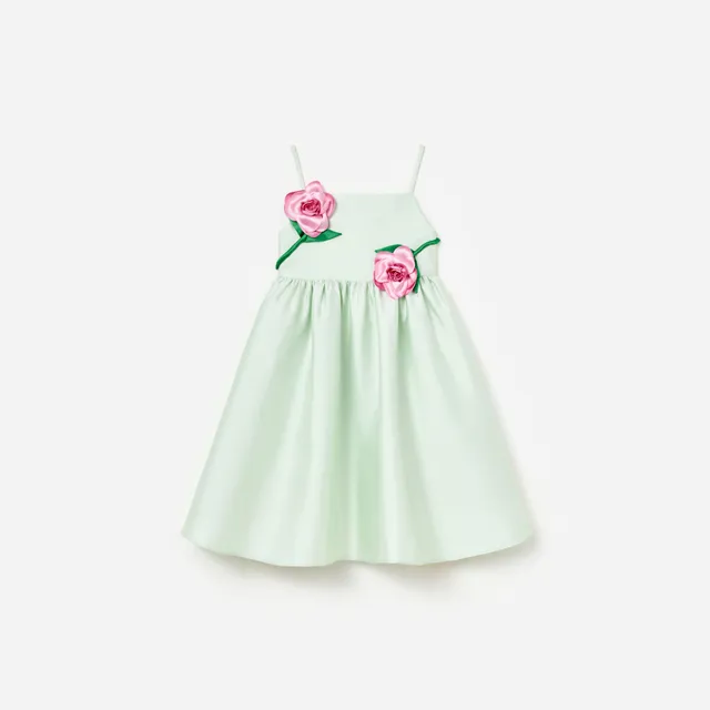 Self Portrait Mint Taffeta 3D Flower Kinderkleid Mint