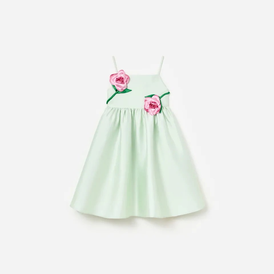 Self Portrait Mint Taffeta 3D Flower Kinderkleid Mint