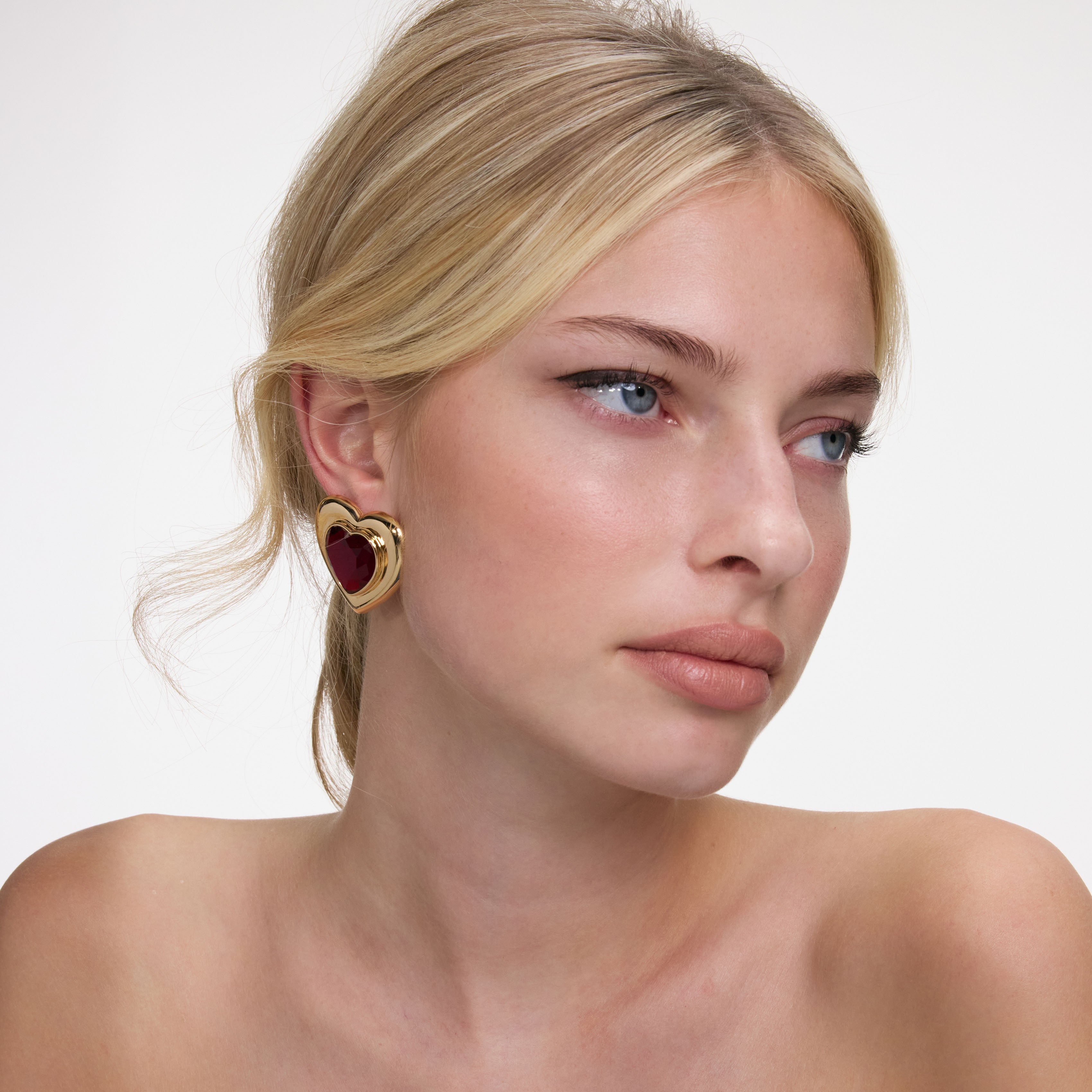 Self Portrait Gold Red Heart Ohrstecker Gold Rot Herz