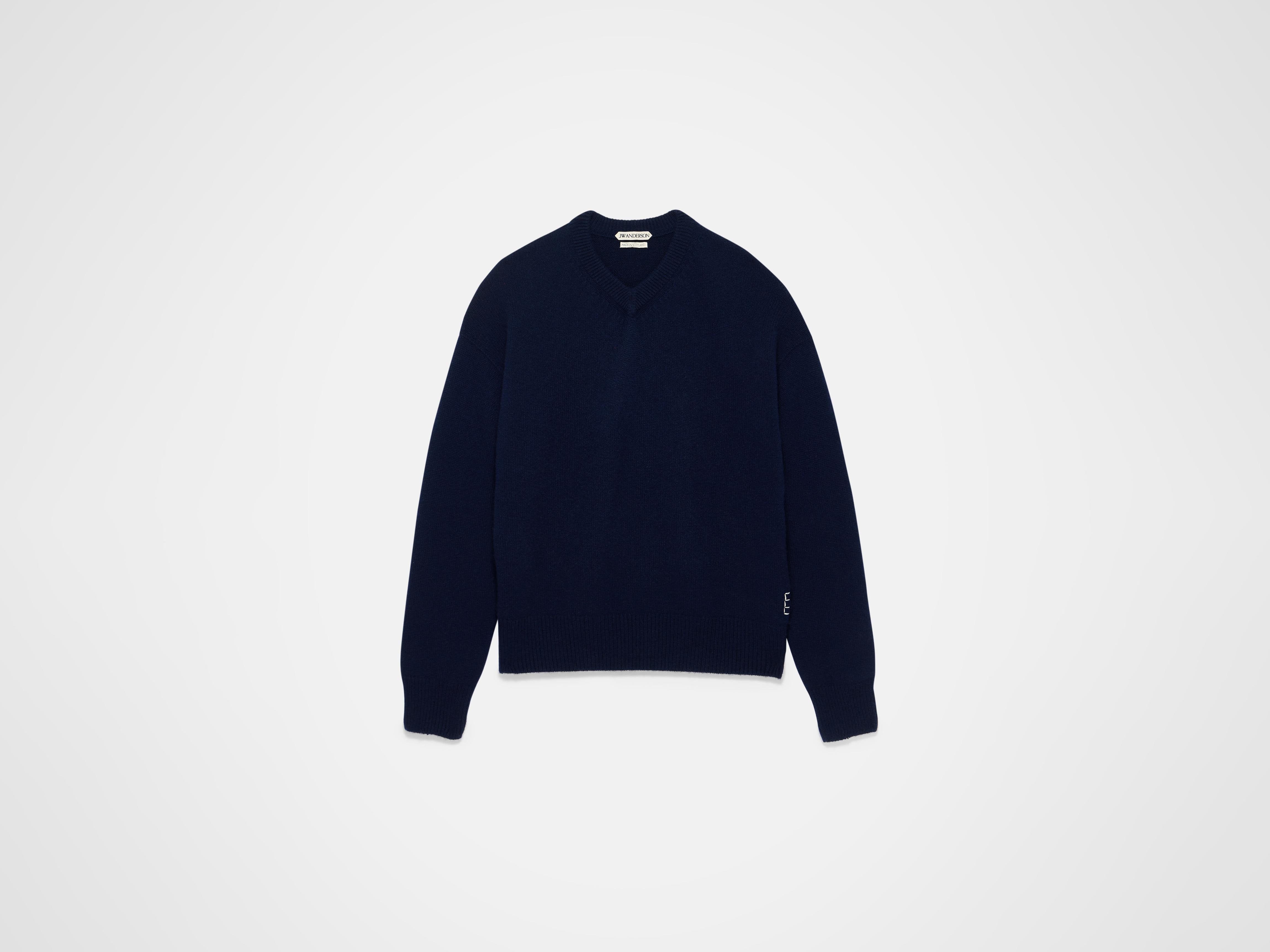 J.W.Anderson Knitwear V-Neck Cashmere Pullover Navy Damen