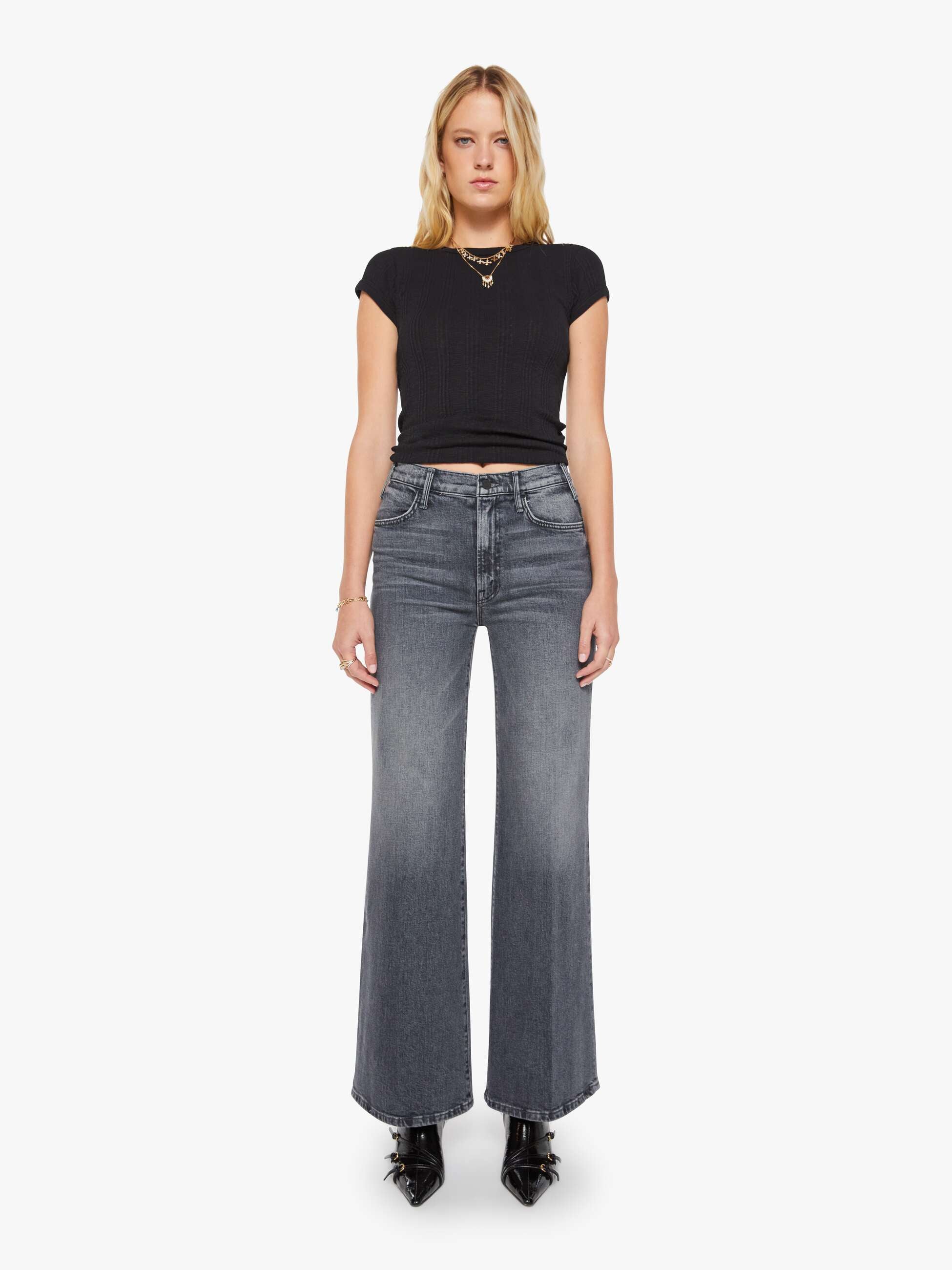 Mother Hustler Roller Sneak Jeans Outta Sight High Rise