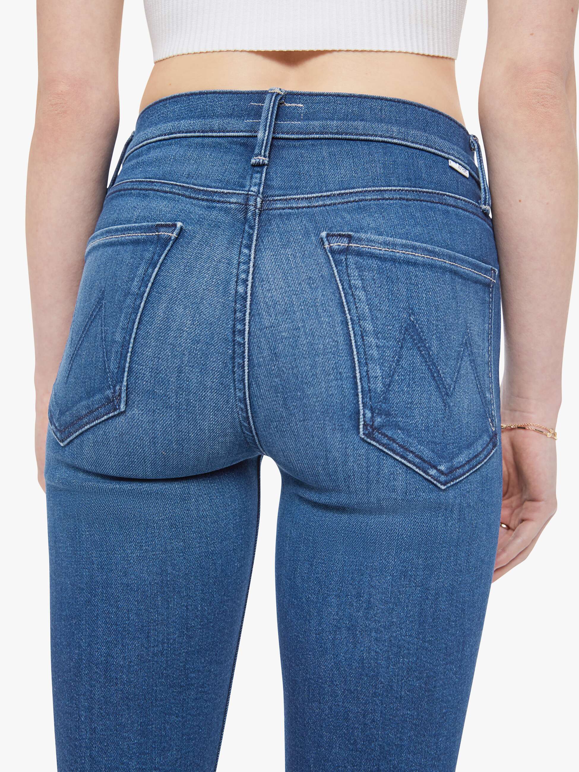 Mother Denim Mid Rise Dazzler Hover Jeans Mittelblau