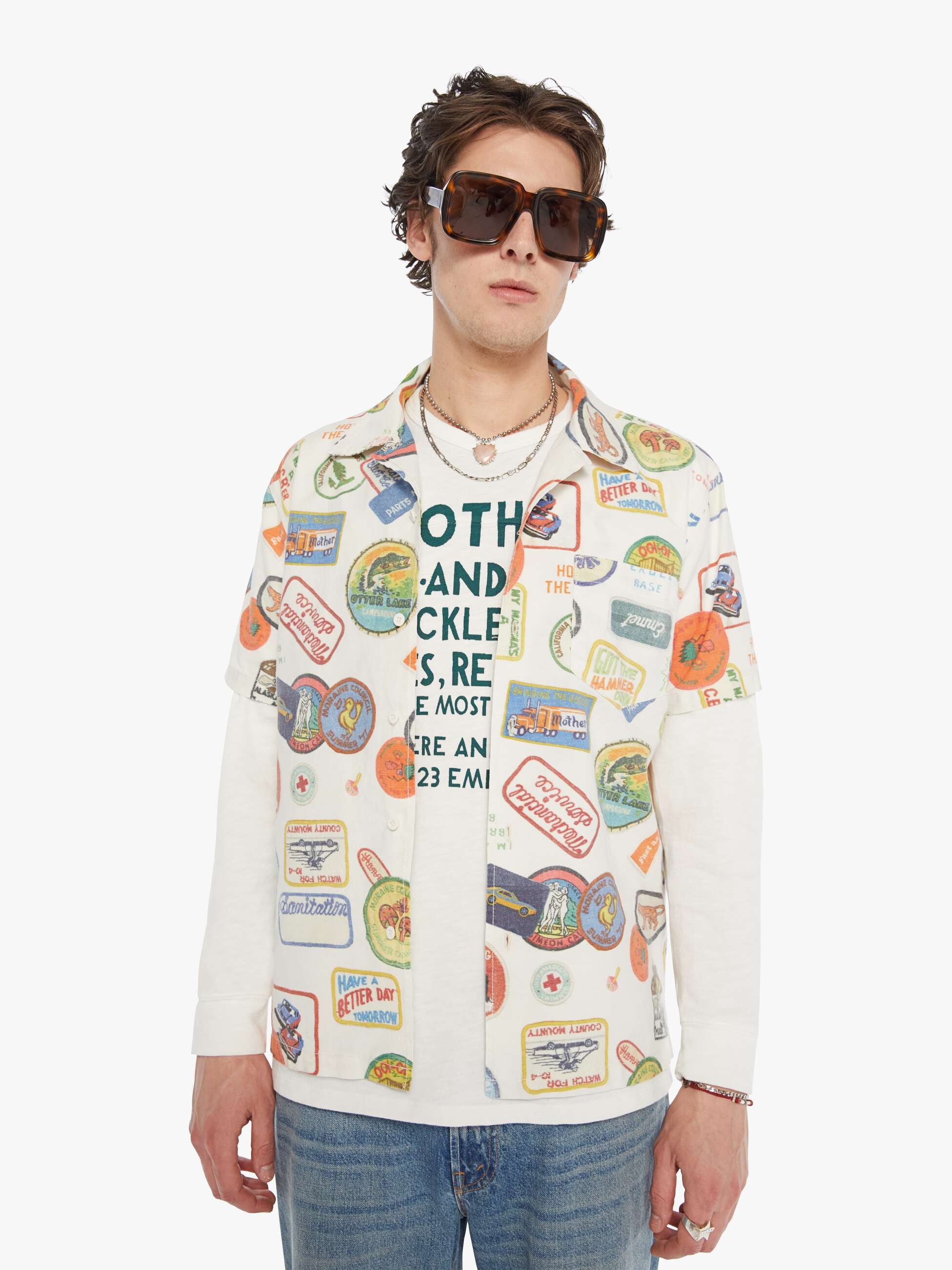 Mother The Hooky Badge Of Honor Hemd off-white Baumwolle