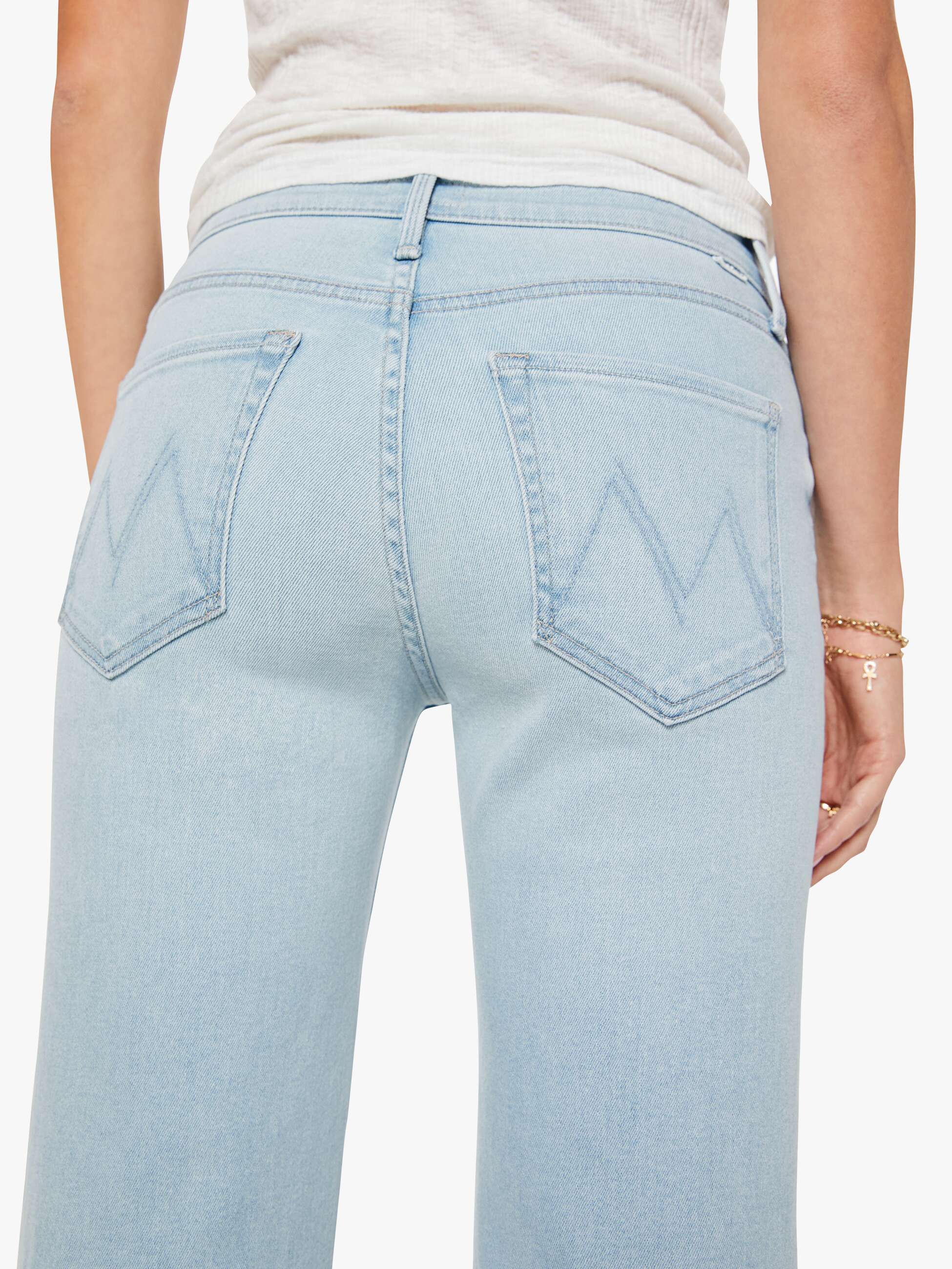 Mother The Mid Rise Rambler Zip Ankle Jeans Pretty Please Hellblau