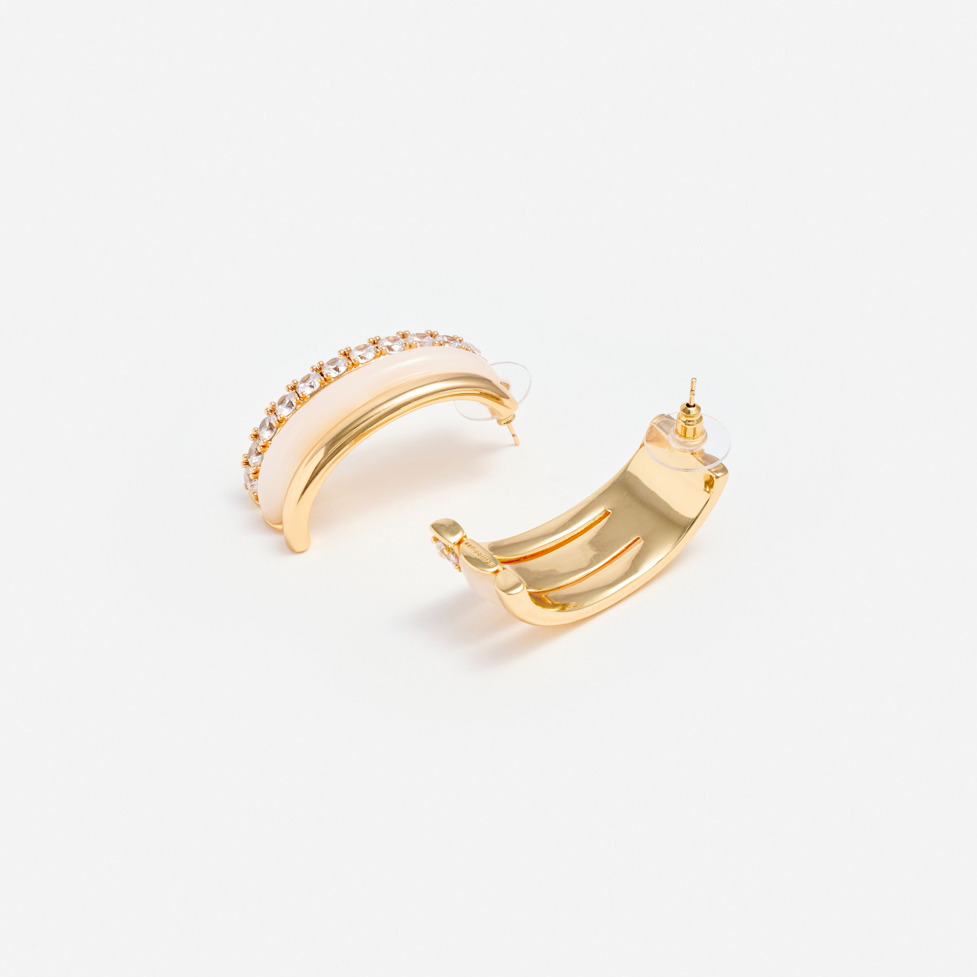 Self Portrait Creolen Gold Kristall Double Hoop Emaille