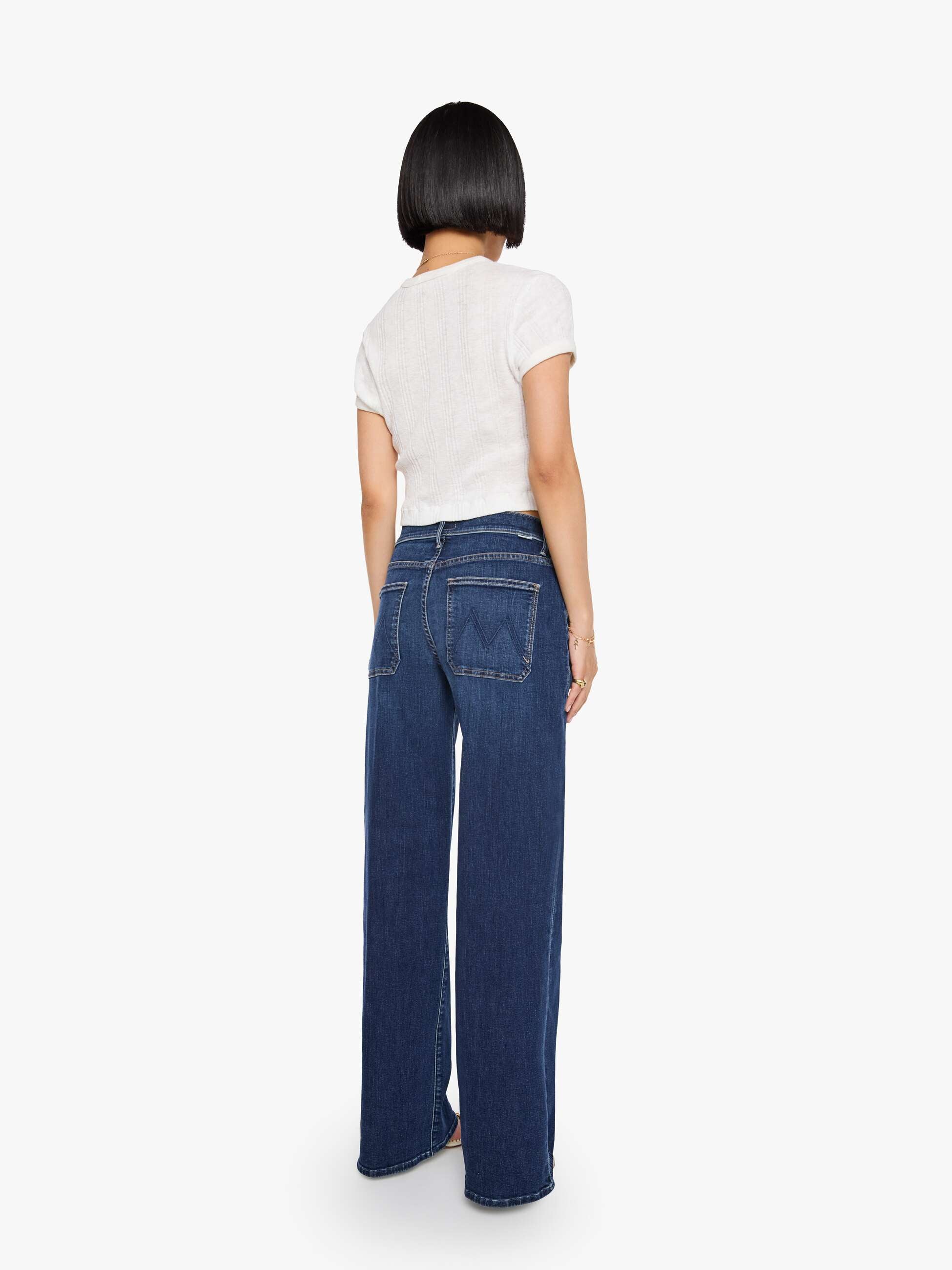 Mother Lil Patch Pocket Maven Sneak Jeans Backstage Pass Petite