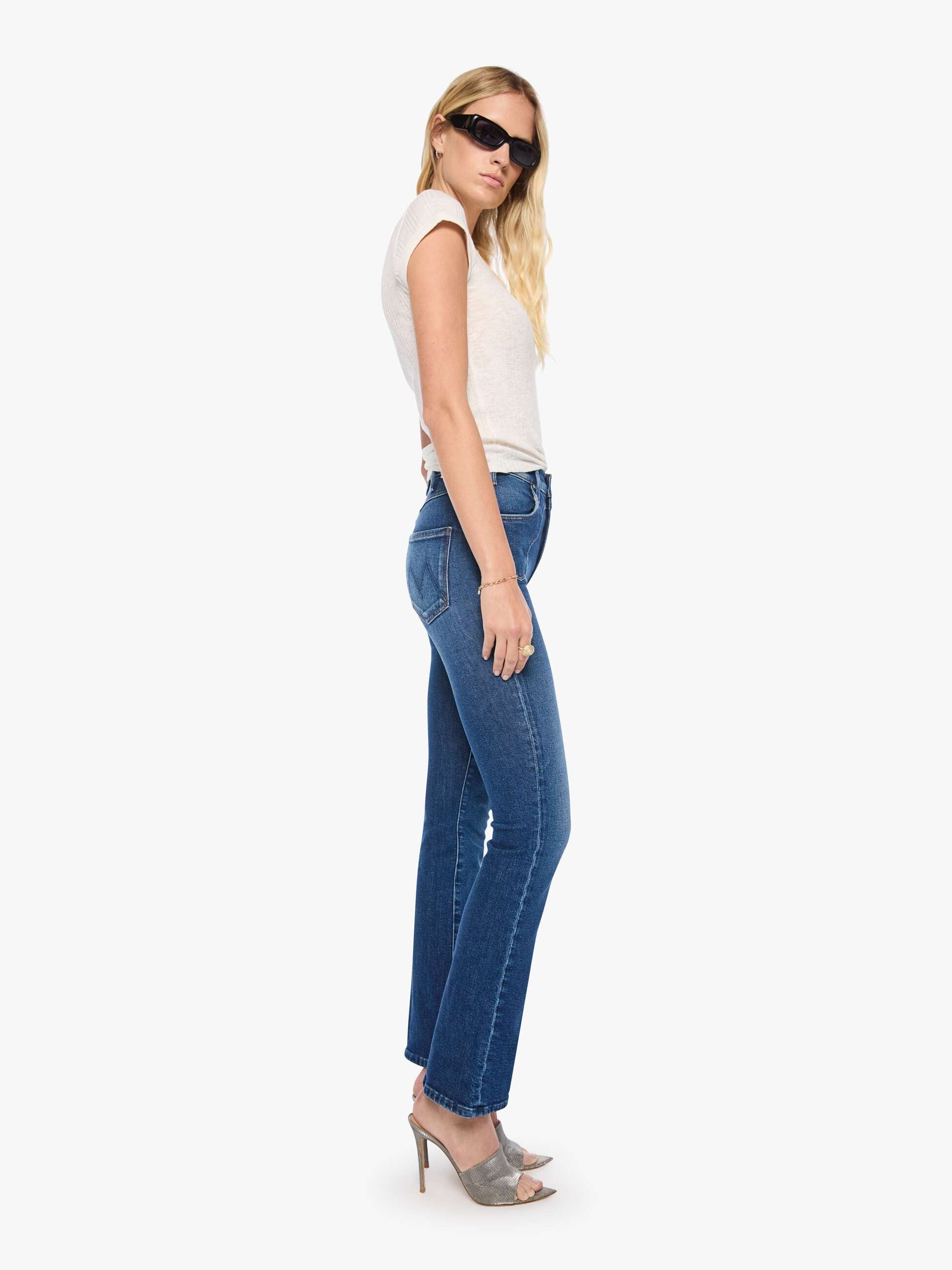 Mother Denim Buckle Bunny Hustler Jeans Cosmic Cowgirl Blau