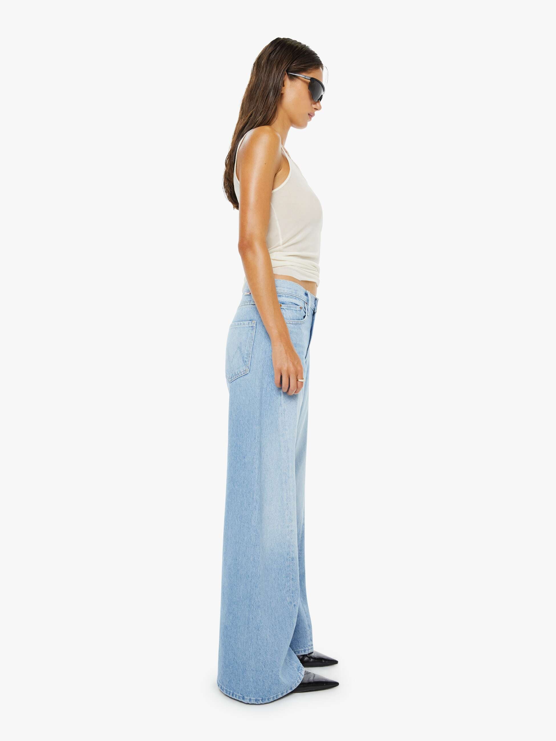Mother Denim Snacks Lemon Twist Sneak Jeans Hellblau Wide Leg