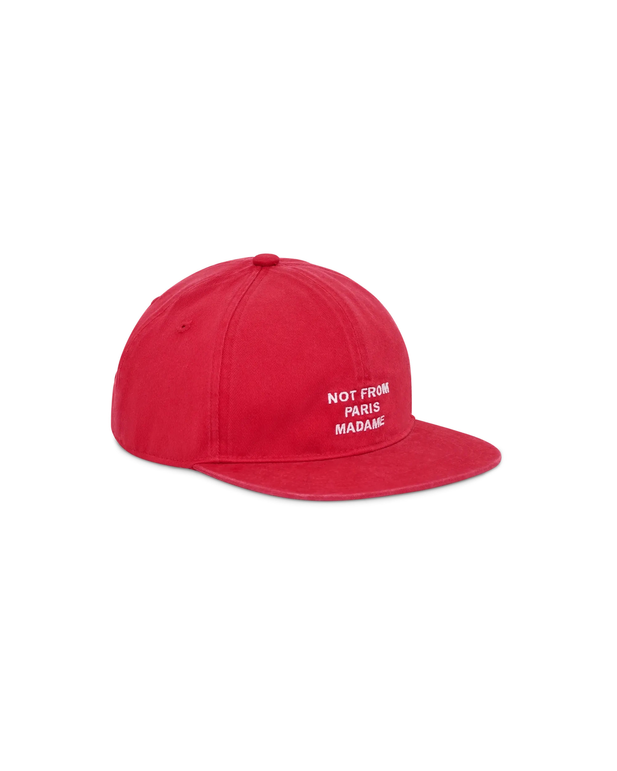 Drôle De Monsieur Flat Slogan Cap Rot 6-Panel Baumwolle