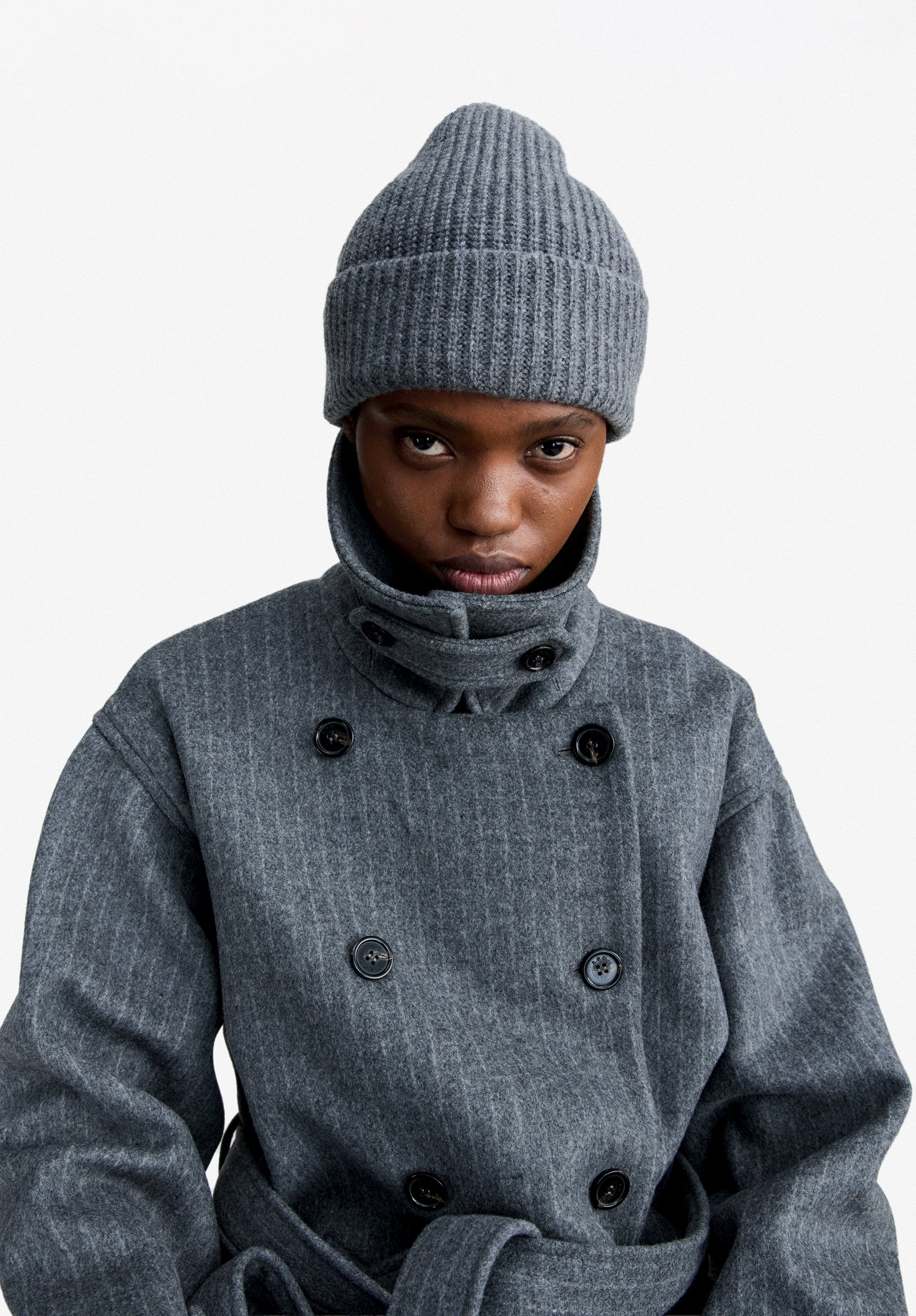 A.P.C. Kaschmir Mütze Beanie Rippenstrick mit Umschlag