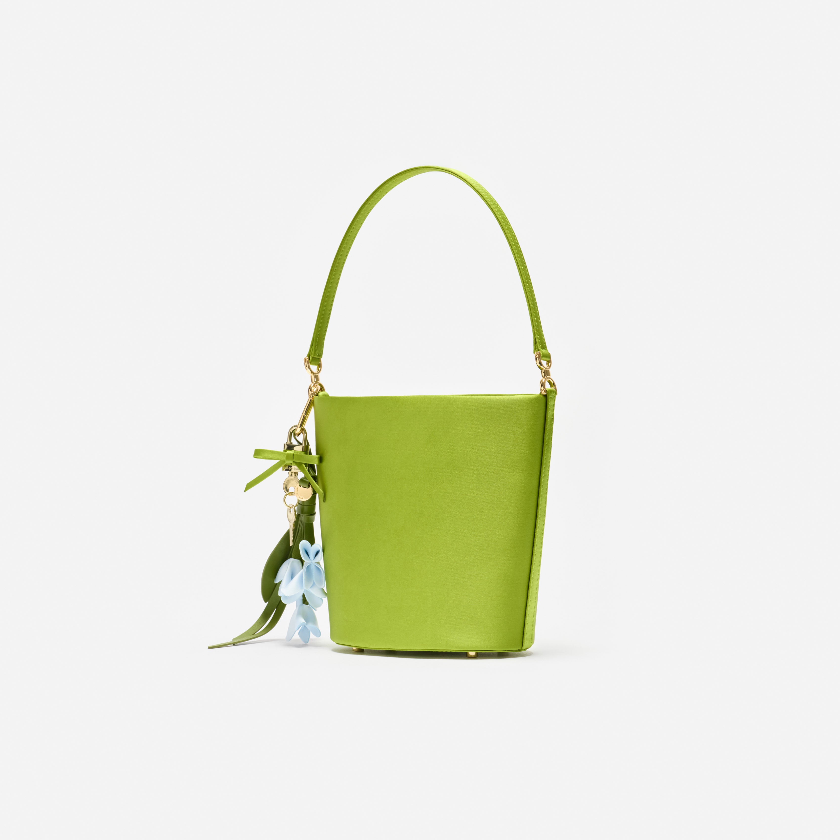 Self Portrait Green Satin Bucket Bag Tasche grün Satin