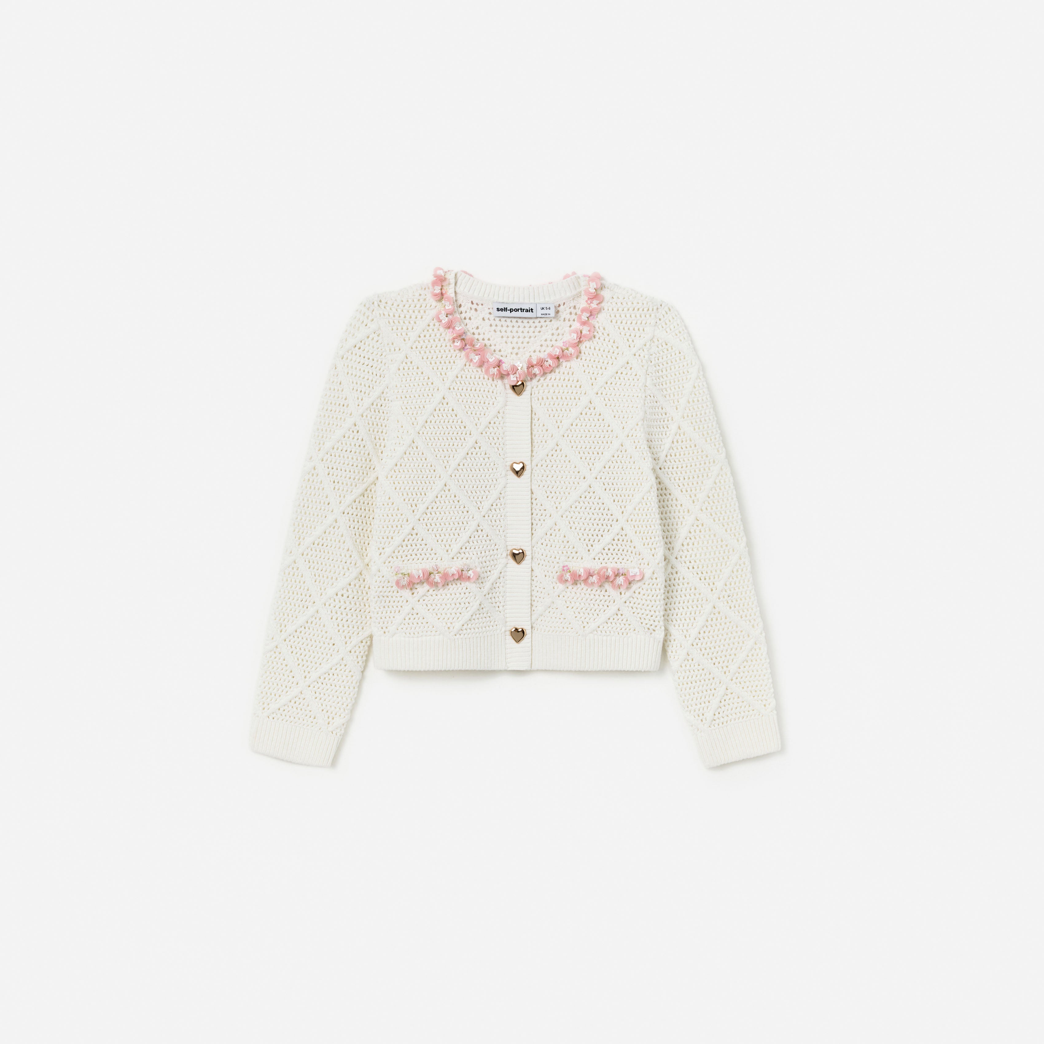 Self Portrait Cream Diamond Kinder-Cardigan Creme